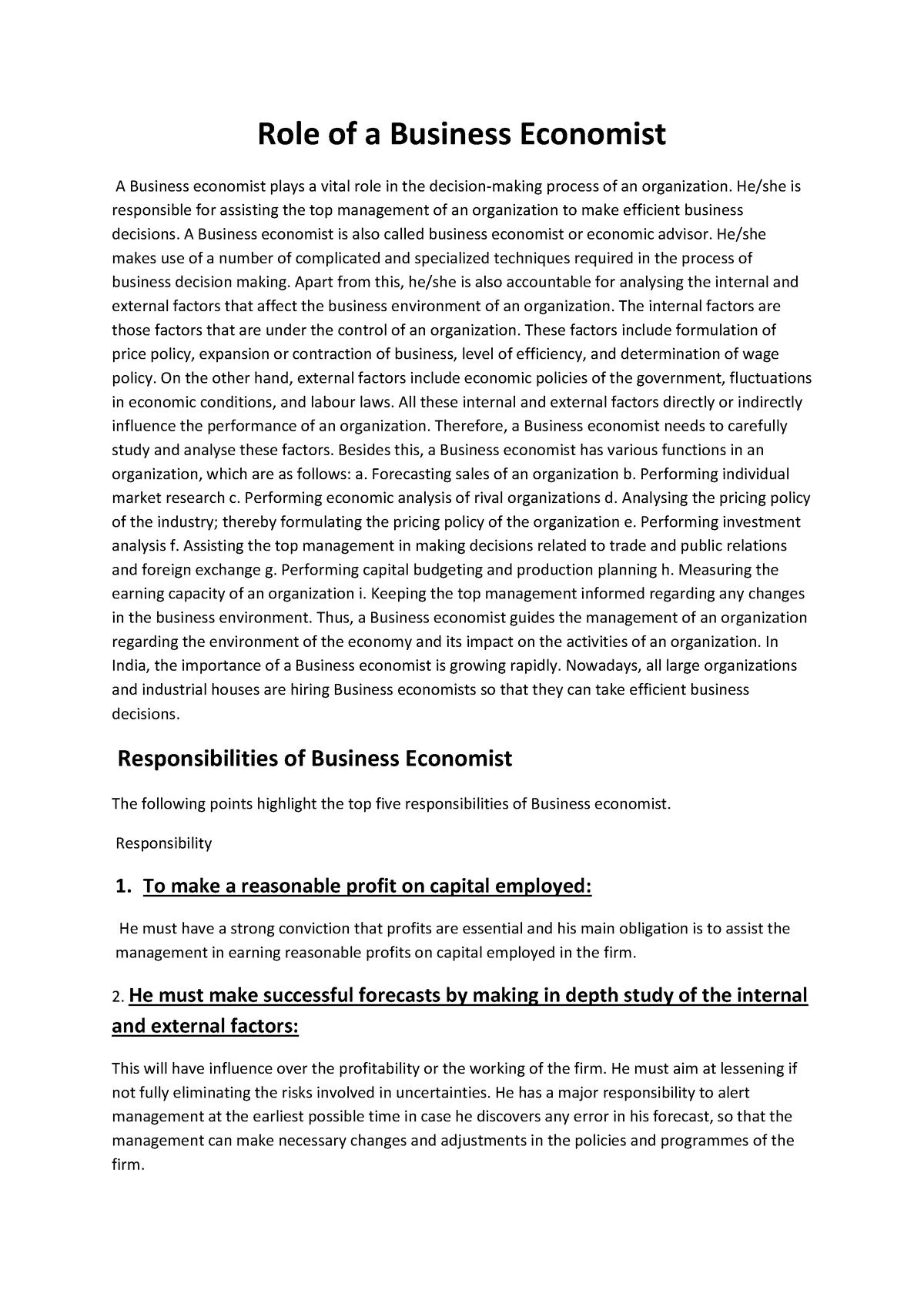 objectives-of-firm-roles-of-economist-role-of-a-business-economist-a