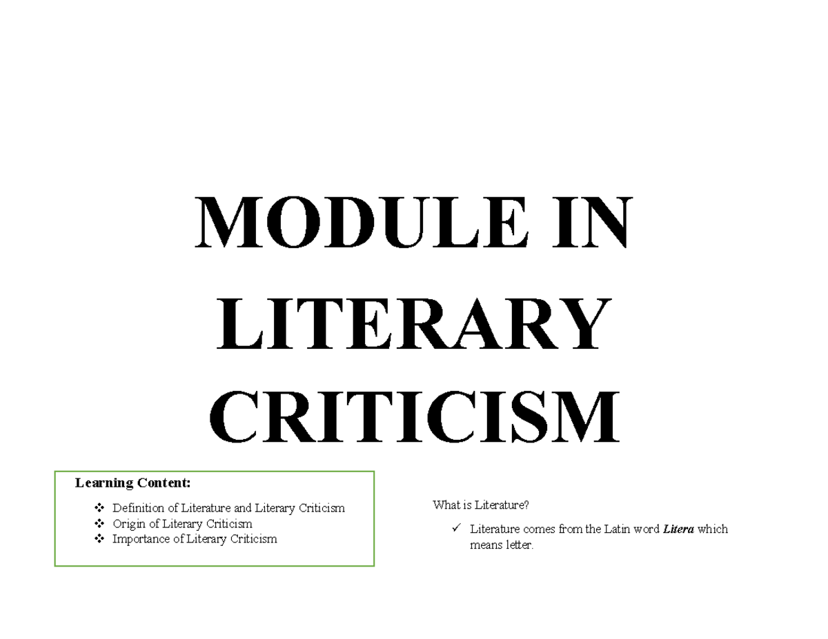 pdfcoffee-lecture-notes-module-module-in-literary-criticism