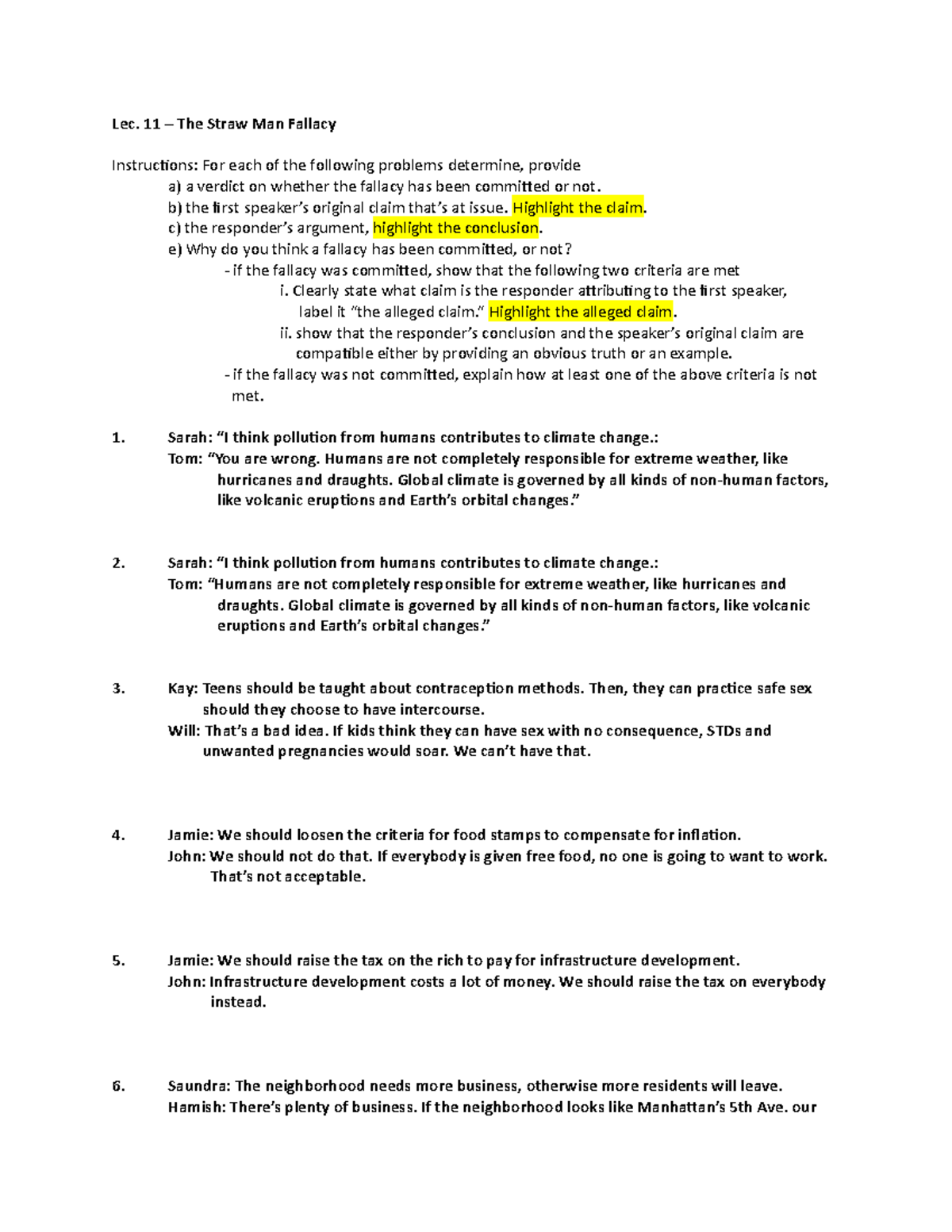 Lec 11 Strawman Problems Lec. 11 The Straw Man Fallacy