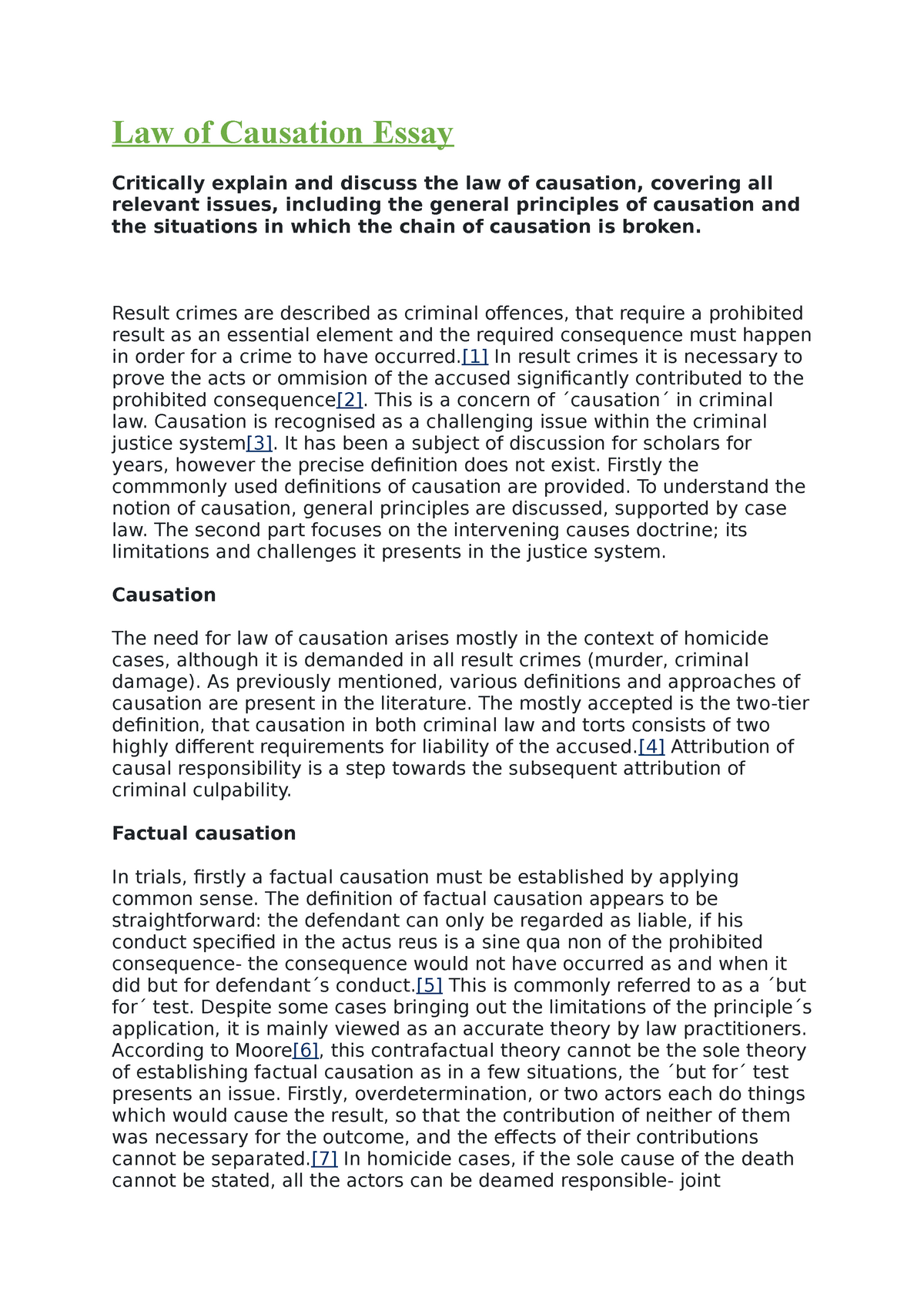 causation criminal law essay