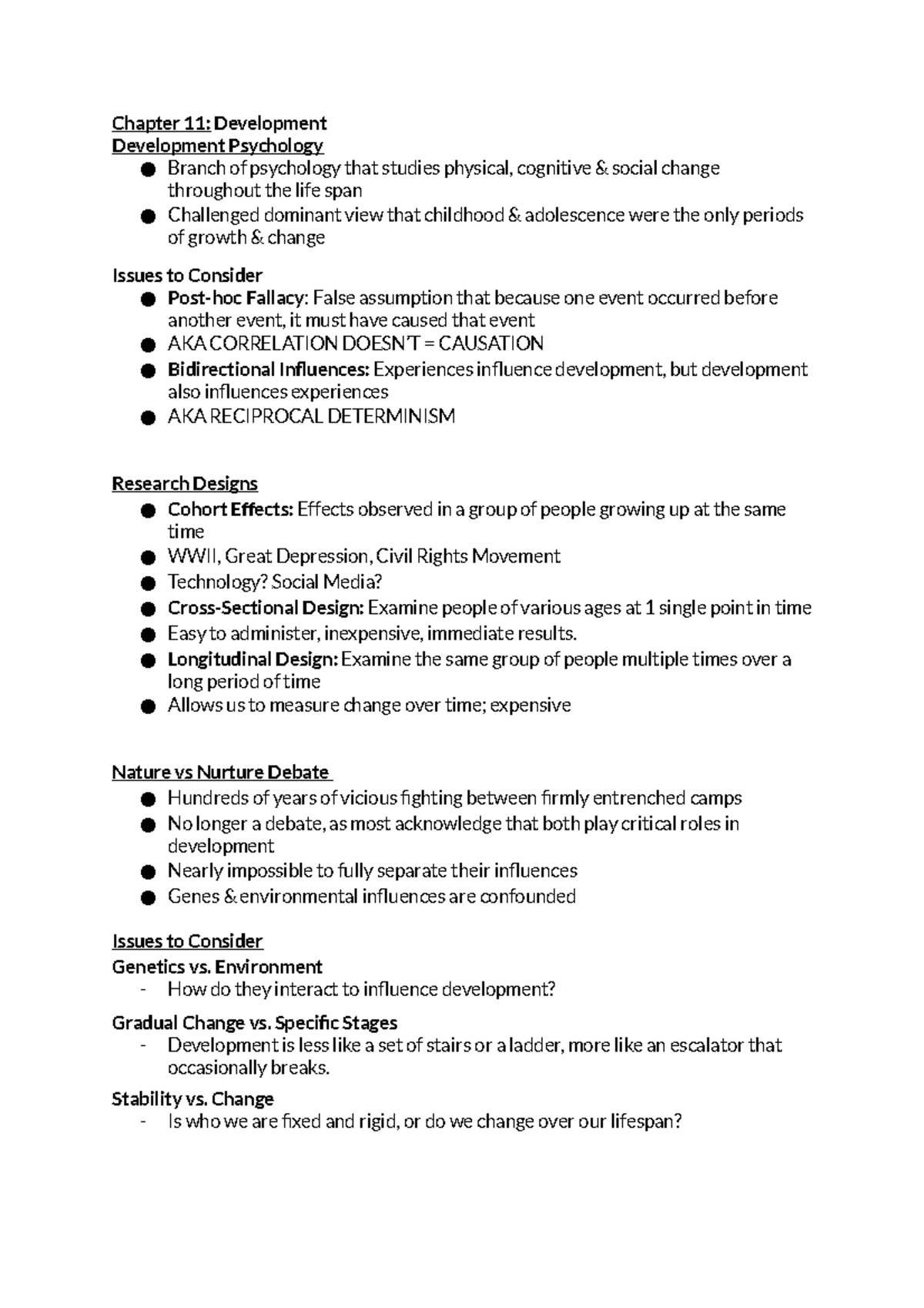 Psych - Chapter 11 Development - Chapter 11: Development Development ...