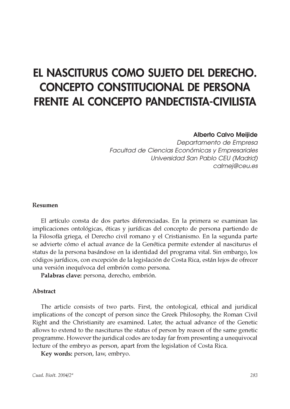 Nasciturus - El Nasciturus Como Sujeto Del Derecho. Concepto ...