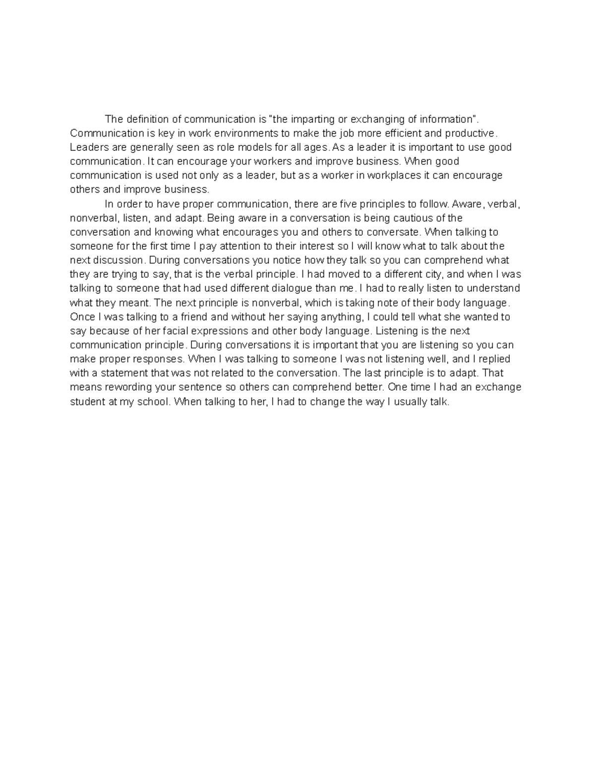Unit 1 project -2 - The definition of communication is “the imparting ...