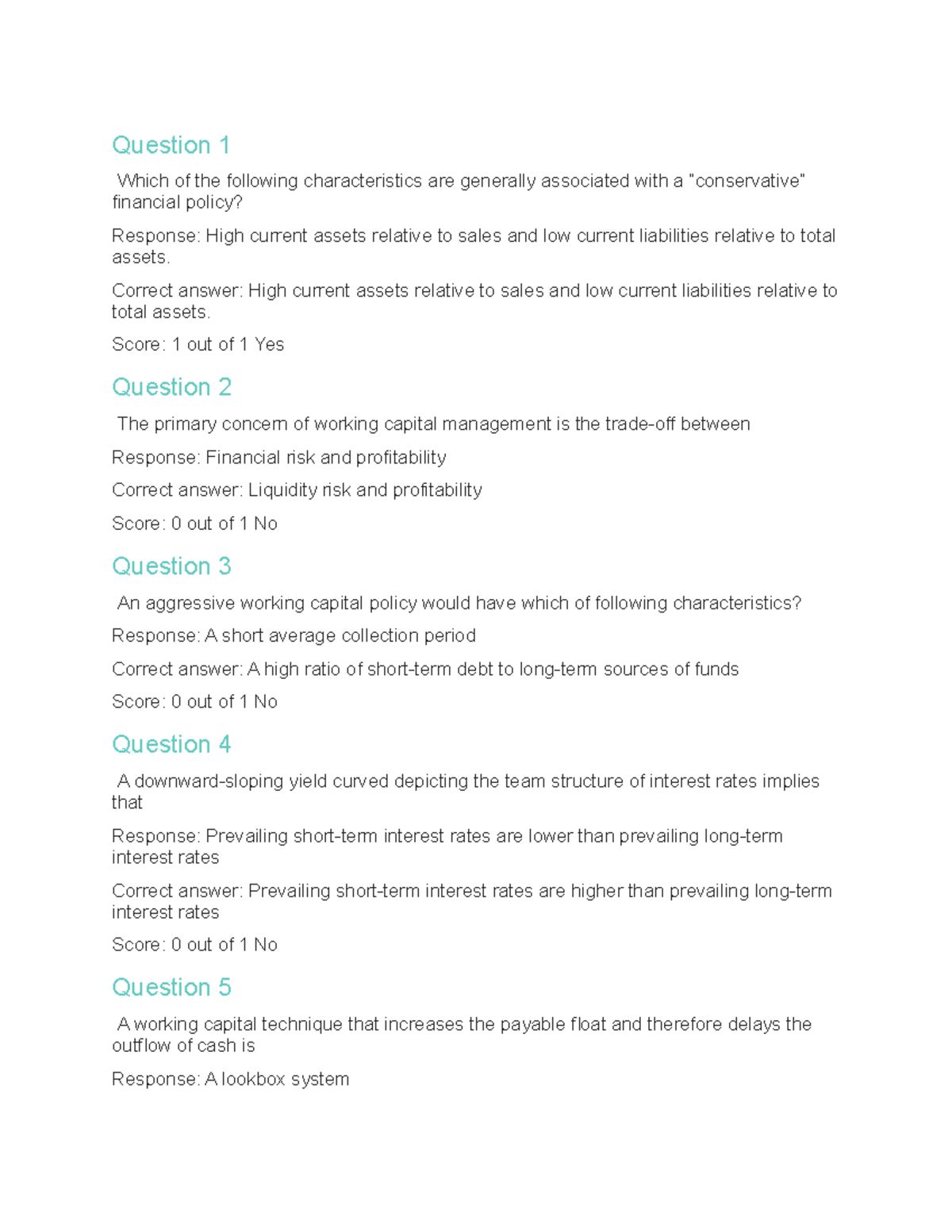 Quiz 13 June, questions Question 1 Which of the following