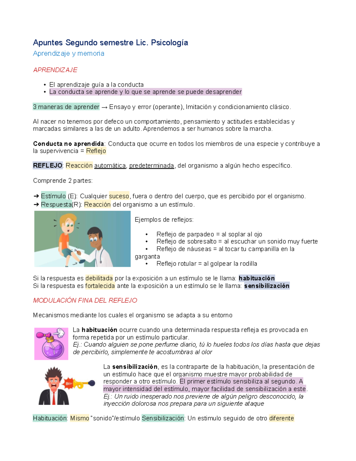 Aprendizaje y memoria PDF - Apuntes Segundo semestre Lic. Psicología ...