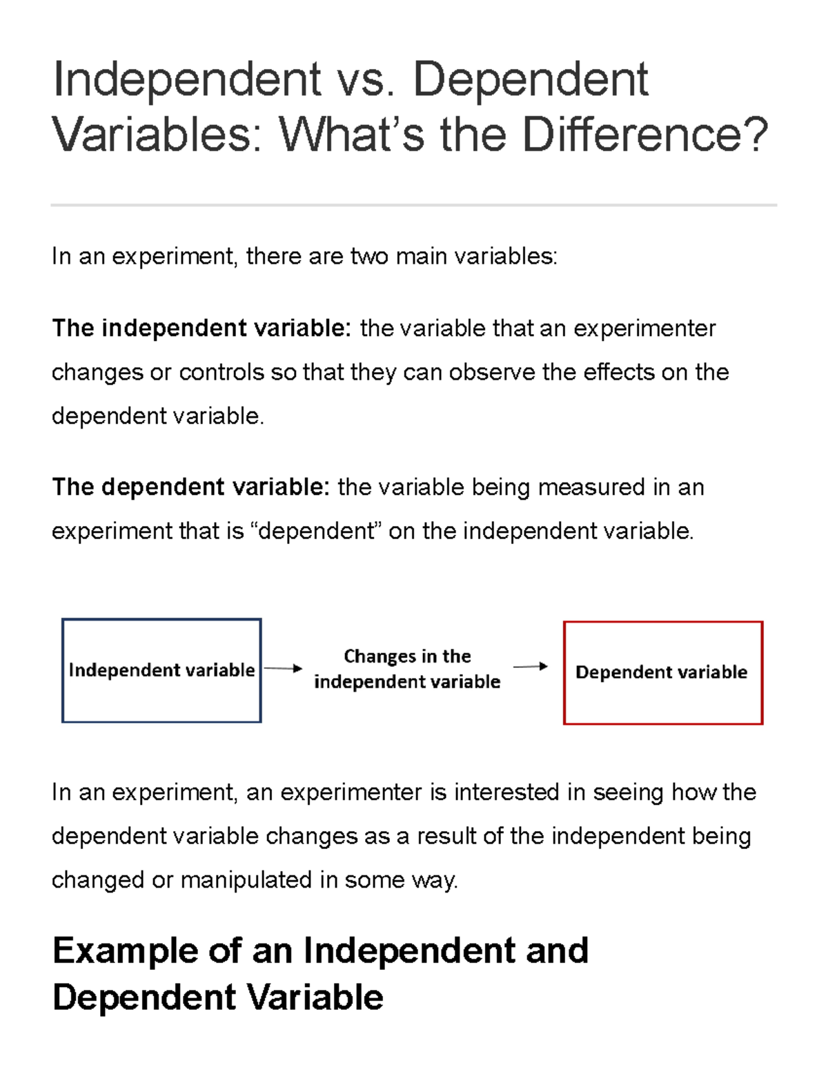 Independent vs. Dependent Variables What’s the Difference - In an ...