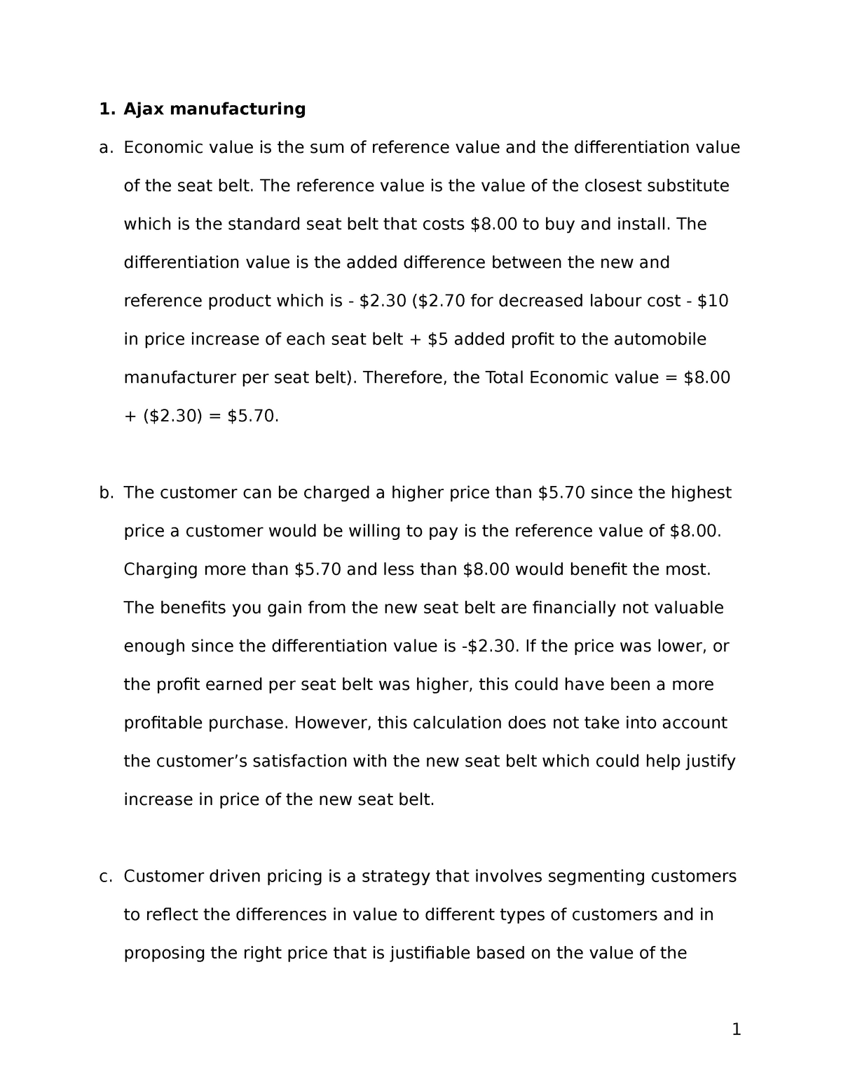 price assignment meaning