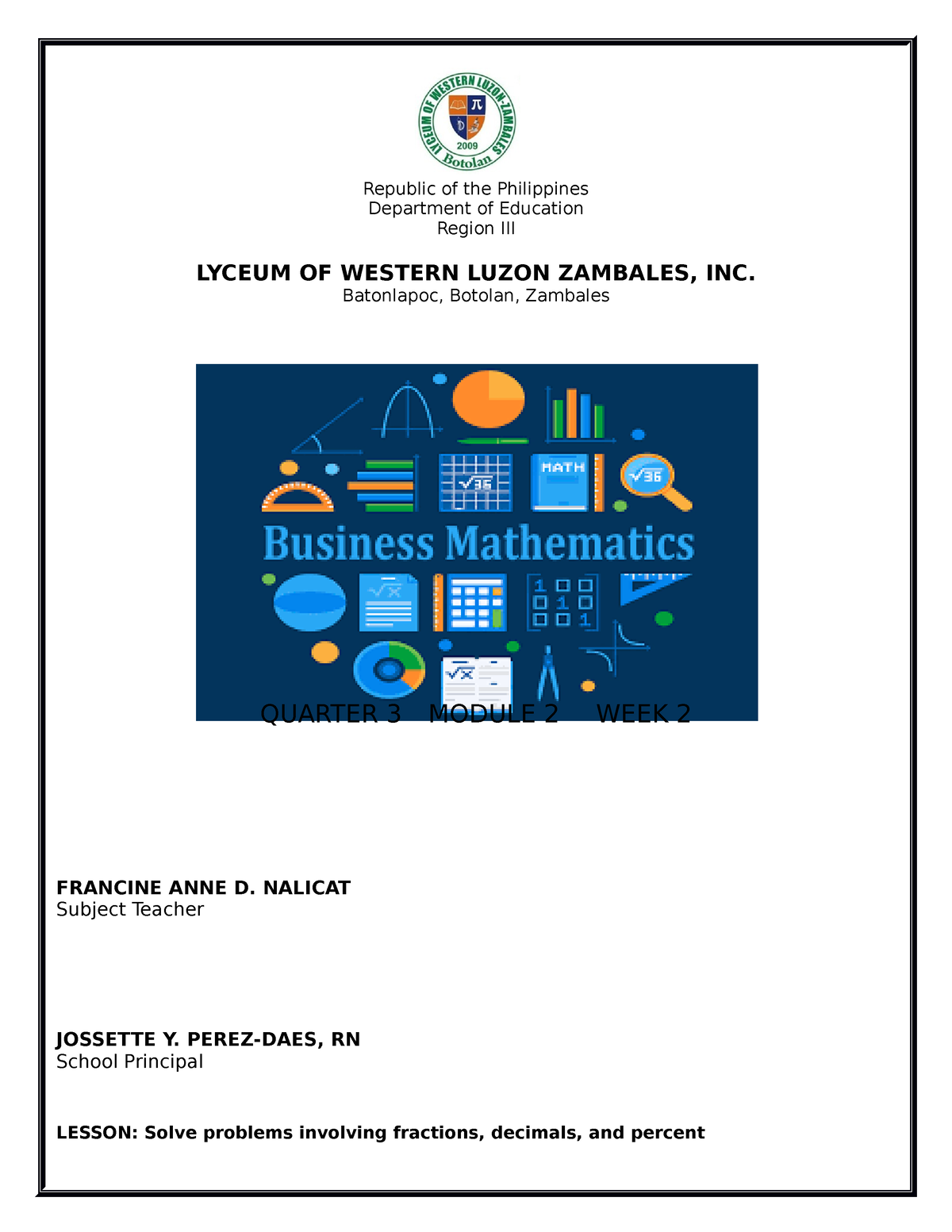 BM Module 2 - Lecture Notes - Republic Of The Philippines Department Of ...