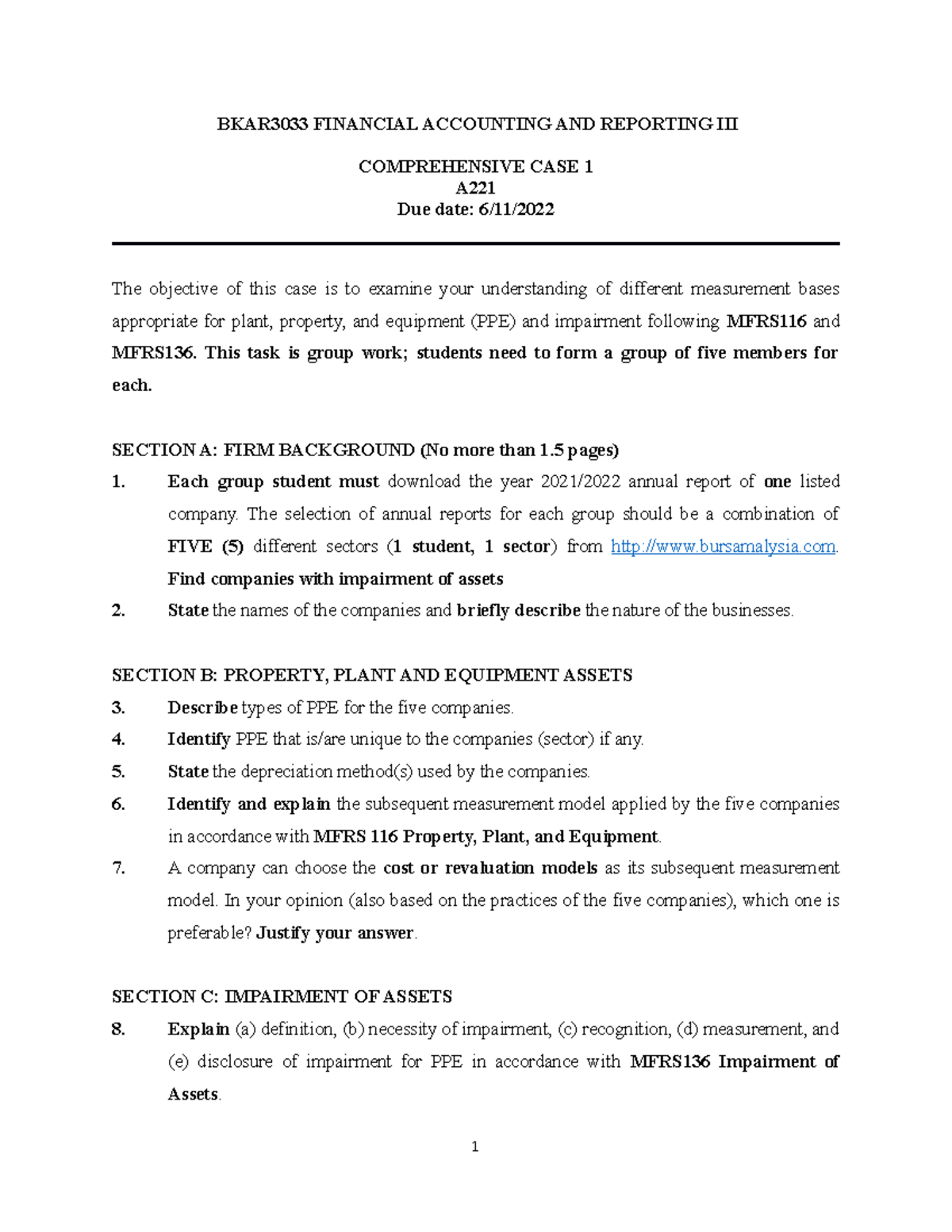 CC1 A221 Question - BKAR3033 FINANCIAL ACCOUNTING AND REPORTING III ...
