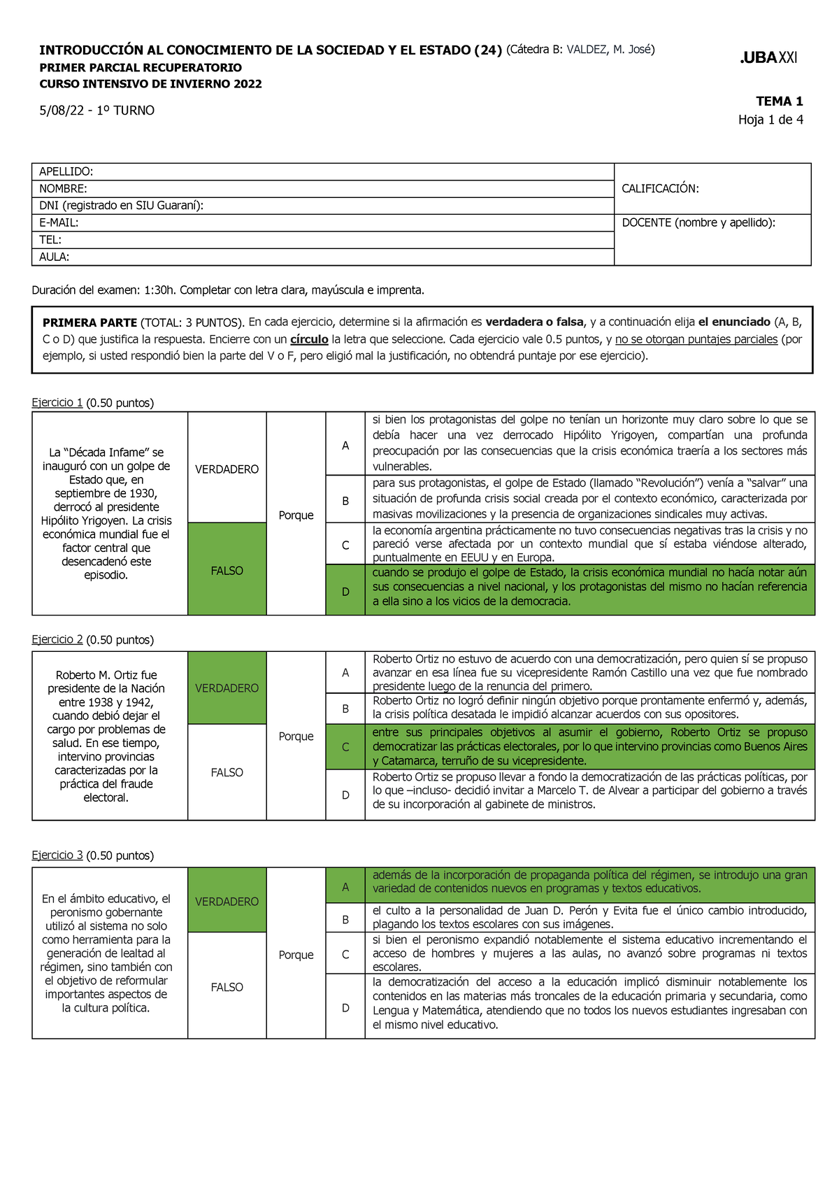 ICSE B REC1P Tema 1 Claves - PRIMER PARCIAL RECUPERATORIO CURSO ...