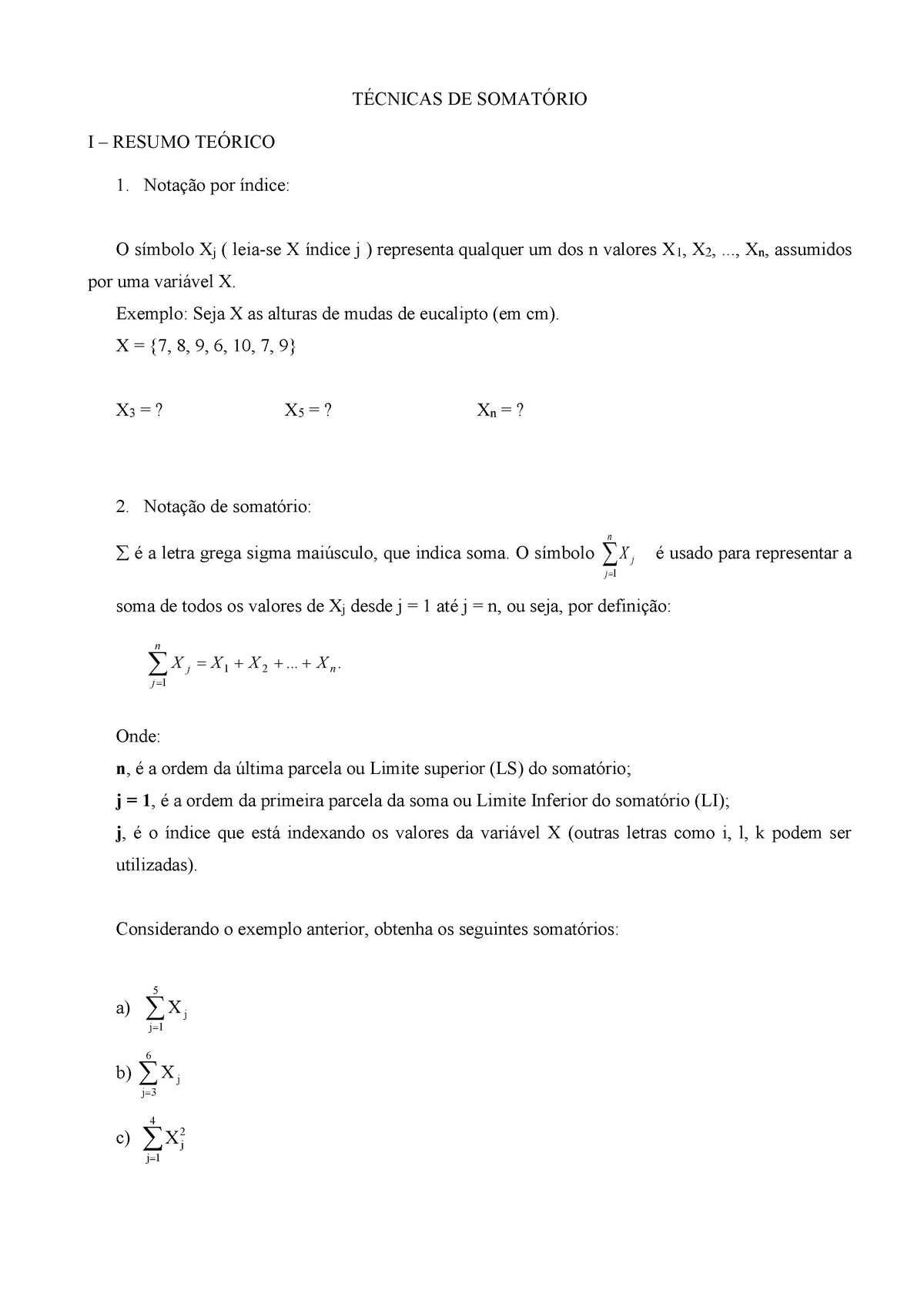 A notação sigma para somas  Letras gregas, Matemática, Letra i