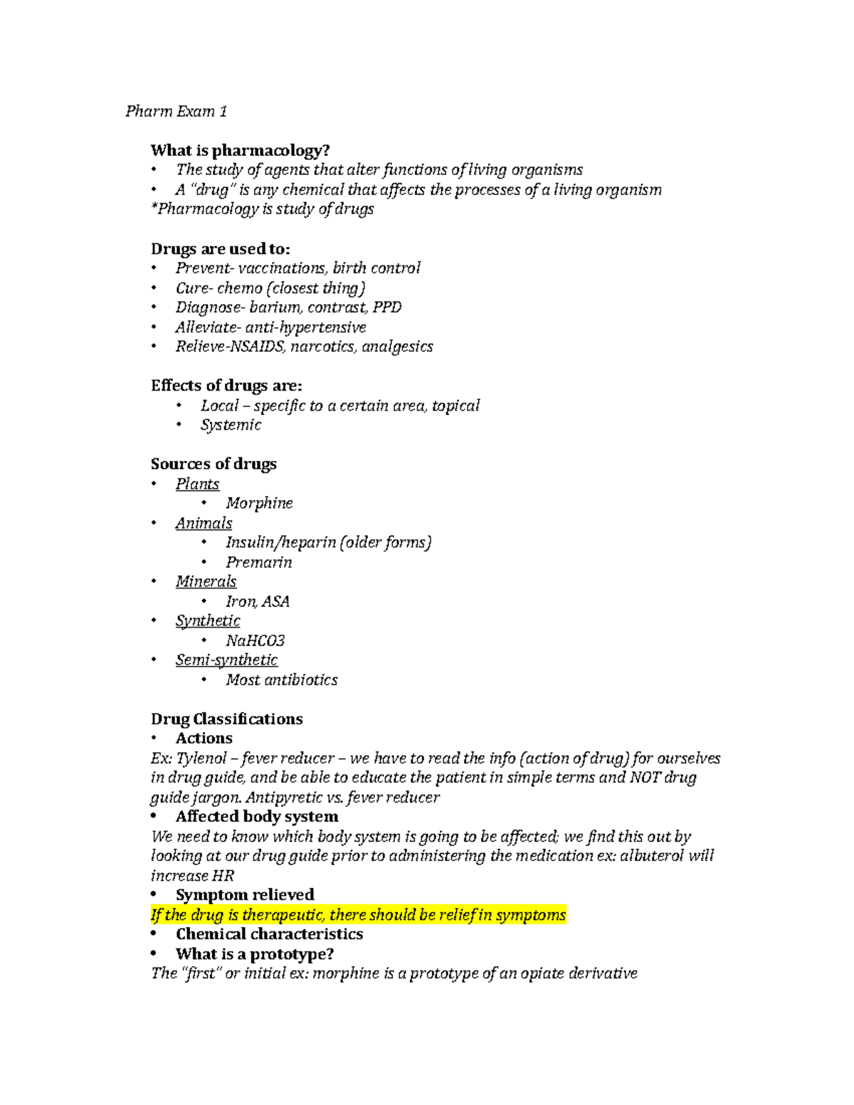 Pharm Exam 1 05-15 - Exam 1 review - Pharm Exam 1 What is pharmacology ...