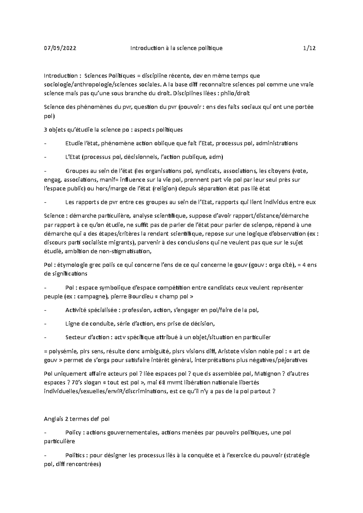 Science PO 20222023 KHOA 07/09/2022 Introduction à la science
