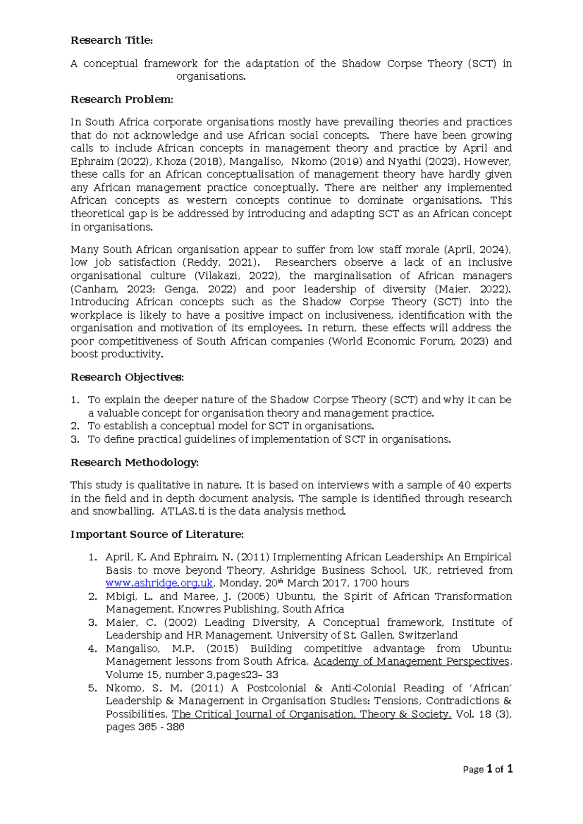 Example one pager 2024 - problem statement - Research Title: A ...