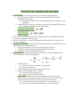 Formula Sheet 201 - Vectors 𝐴𝑥 = 𝐴𝑐𝑜𝑠 𝜃 𝐴𝑦 = 𝐴𝑠𝑖𝑛 𝜃 𝐴 = 𝐴𝑥 2 + 𝐴𝑦 2 𝜃 