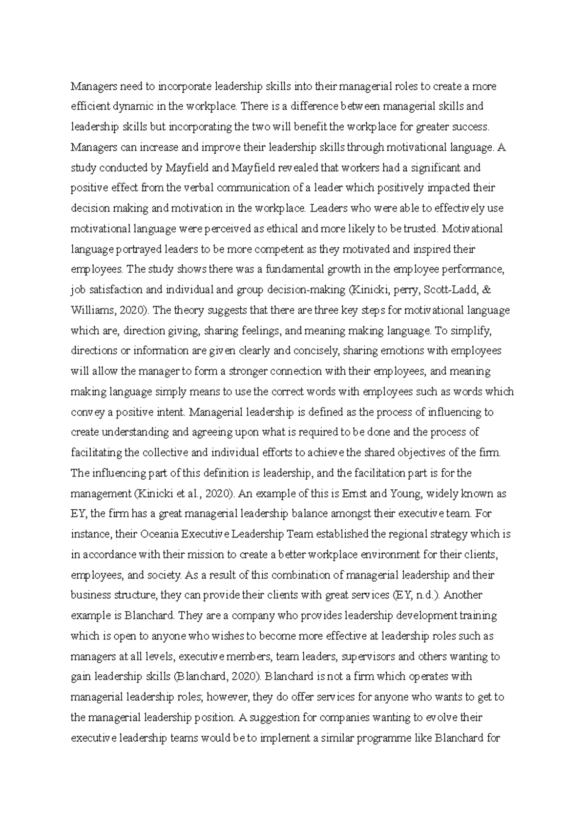MGM - Academic Writing Log 2 - Managers need to incorporate leadership ...