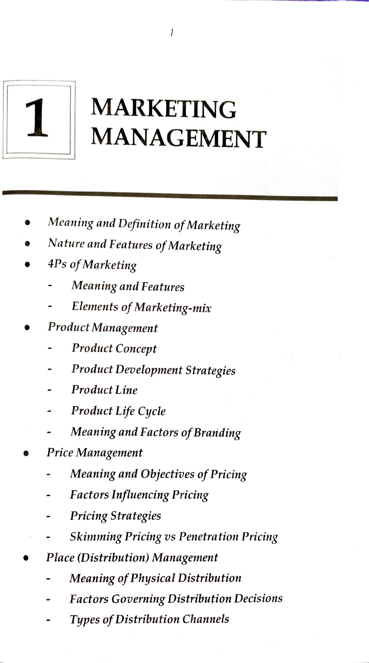 Unit 1 Marketing Management 1 MARKETING MANAGEMENT 