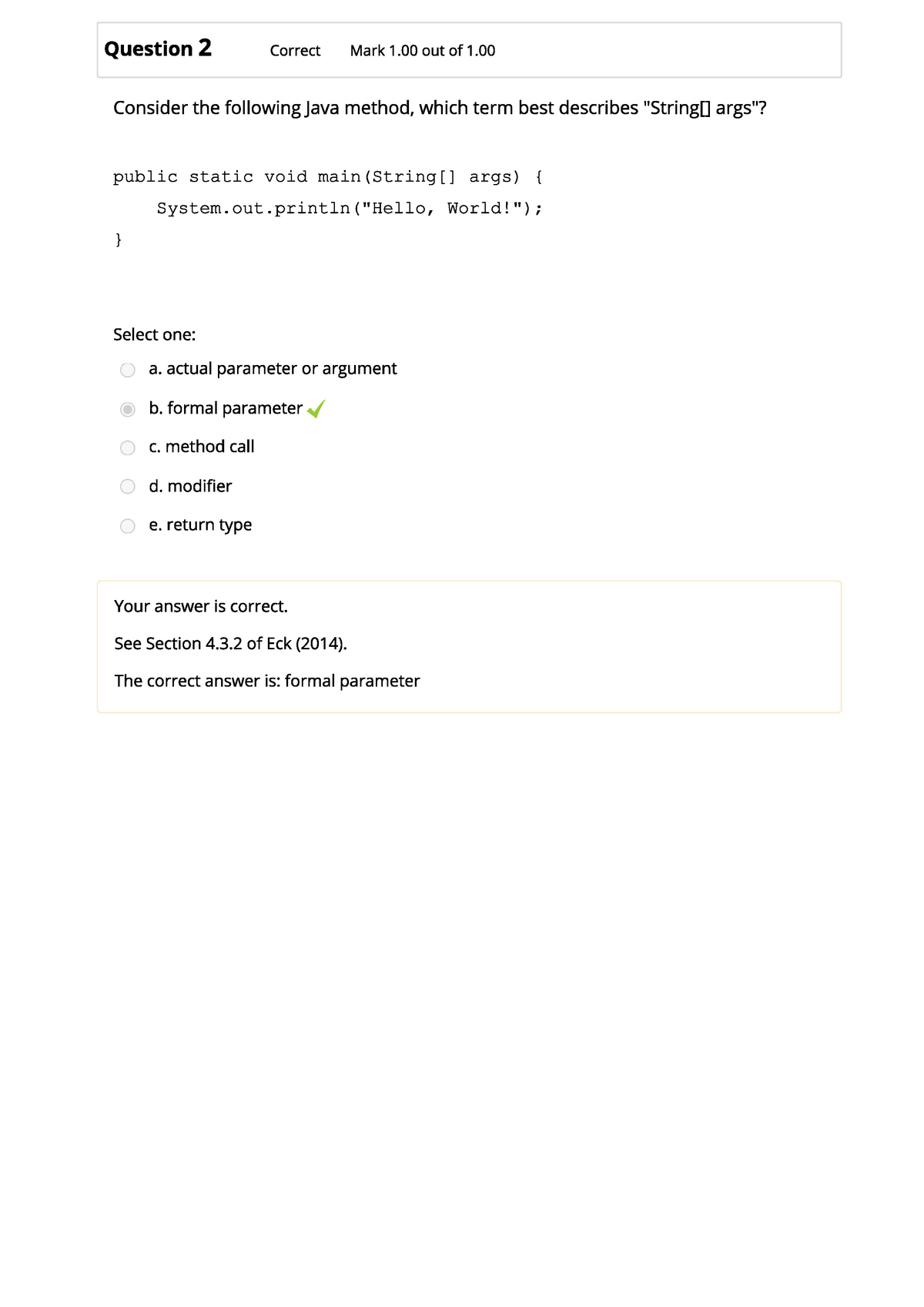 CS 1102 Programming Self Quiz Unit Three - CS 1102 - UoPeople - Studocu