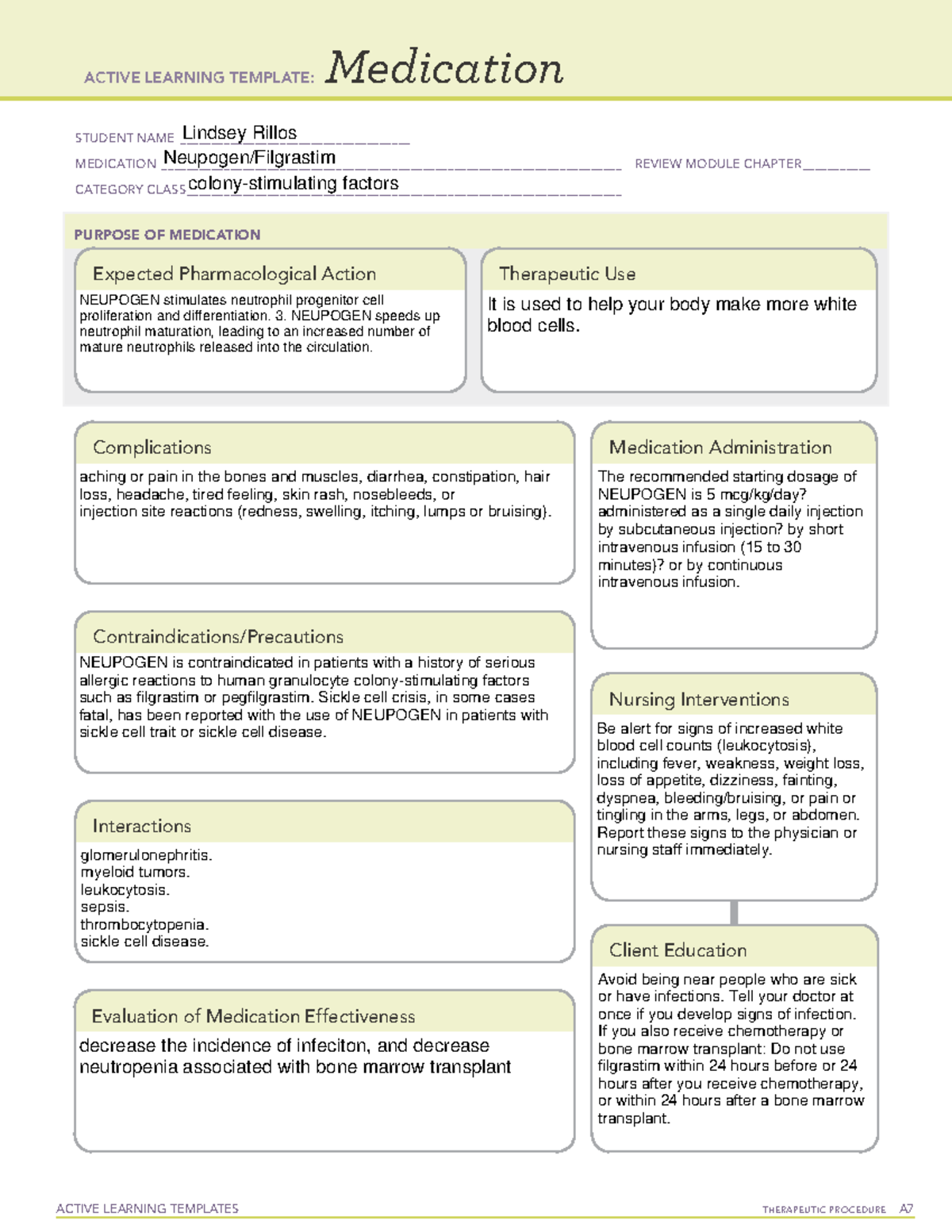 Neupogen quiz 11 - ACTIVE LEARNING TEMPLATES THERAPEUTIC PROCEDURE A ...