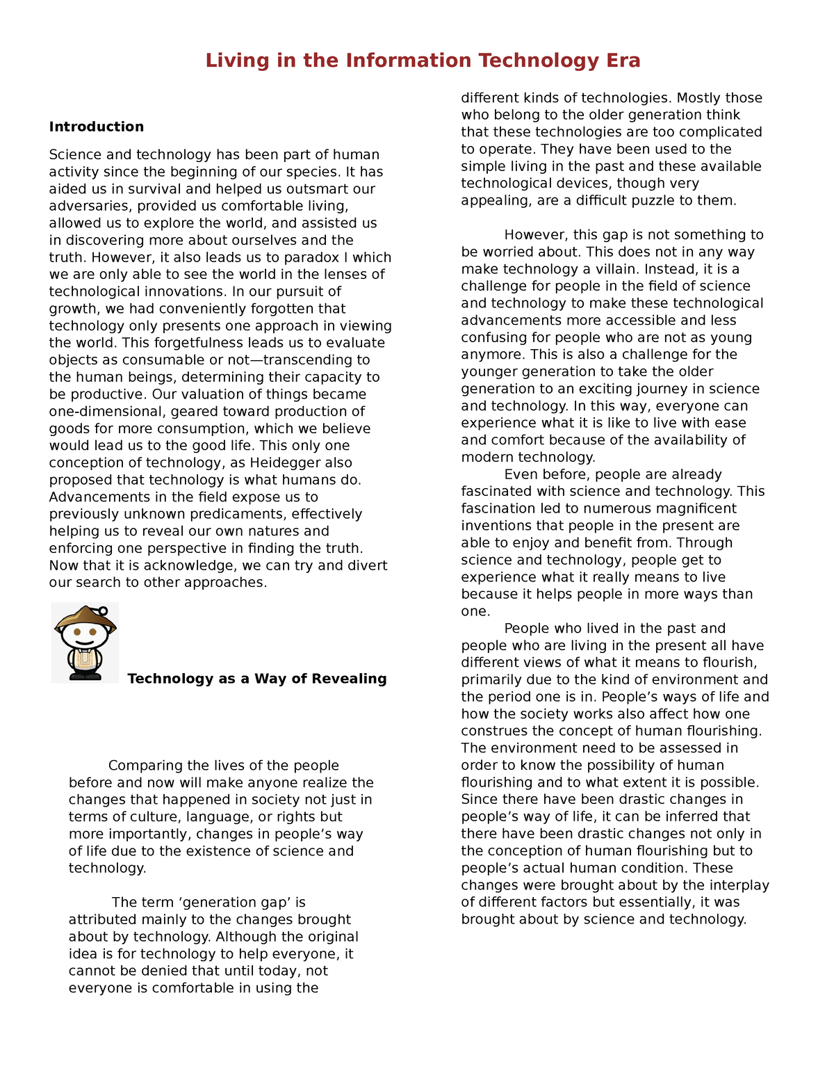 living in the information technology era essay