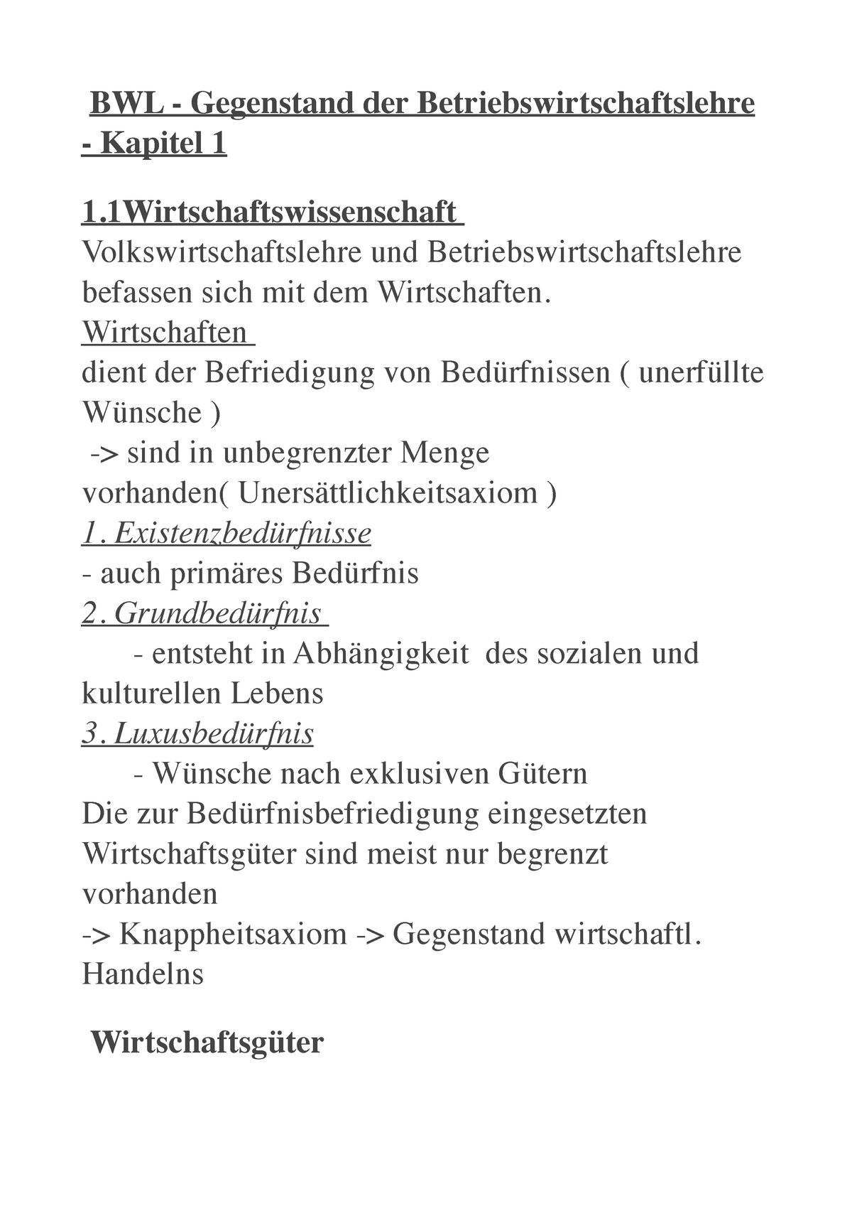 Einführung In Die BWL - BWL - Gegenstand Der Betriebswirtschaftslehre ...