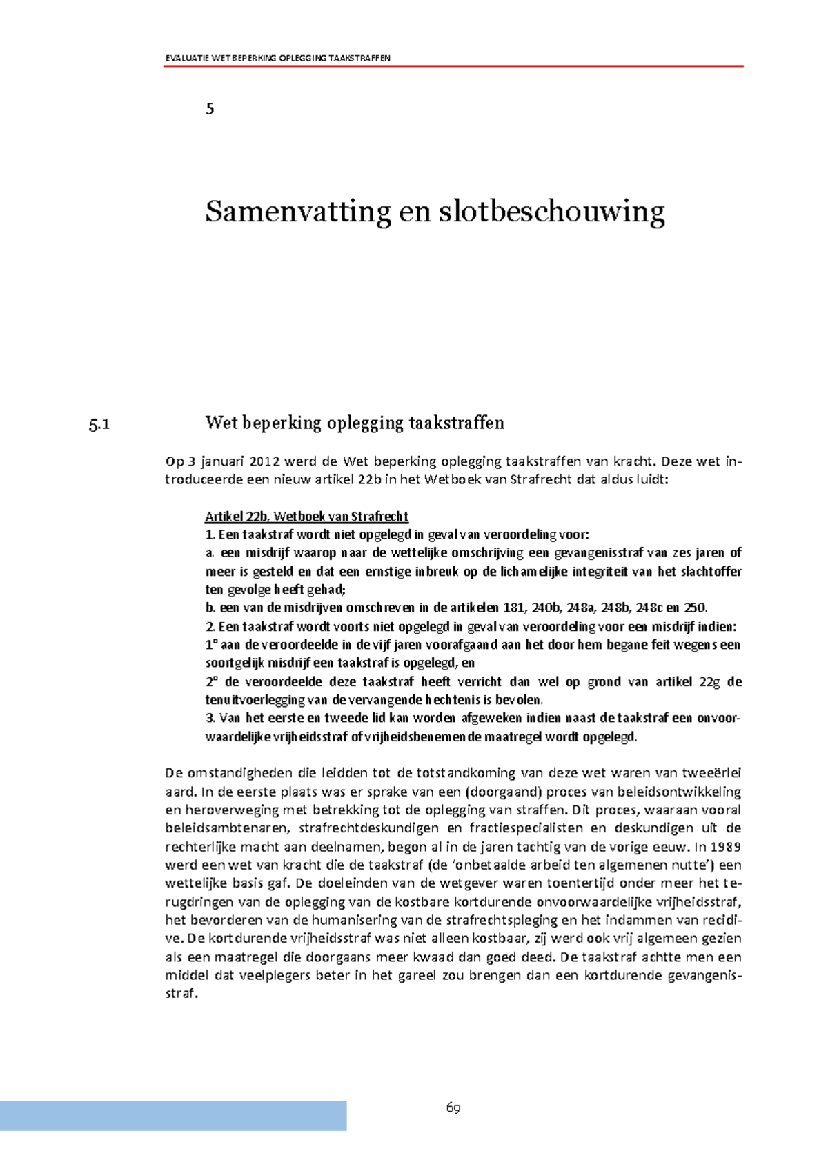 Rapportage Taakstraffen - 5 Samenvatting En Slotbeschouwing 5 Wet ...