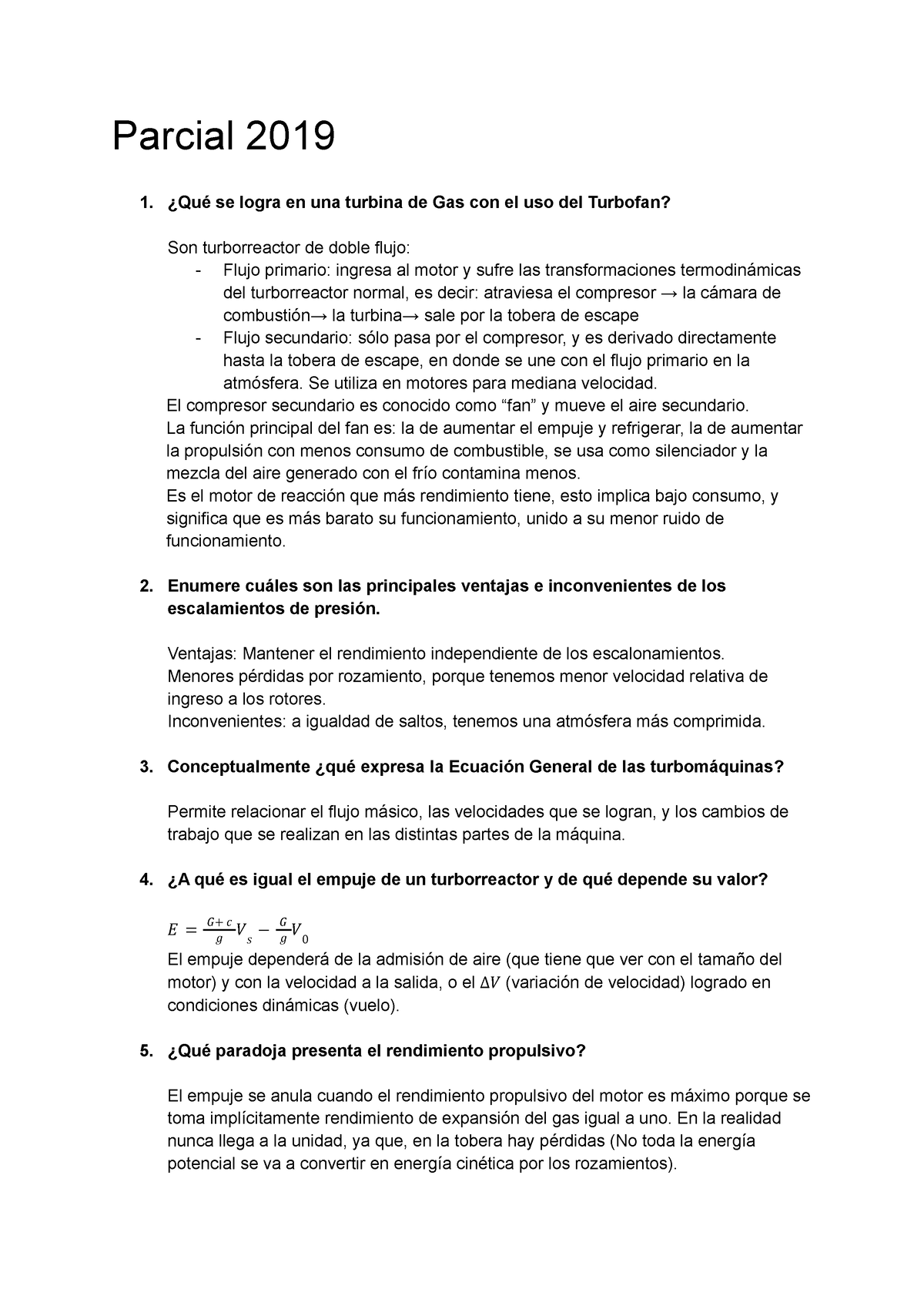 Preguntas Y Respuestas-Primer Parcial Turbinas De Gas - Parcial 2019 ...