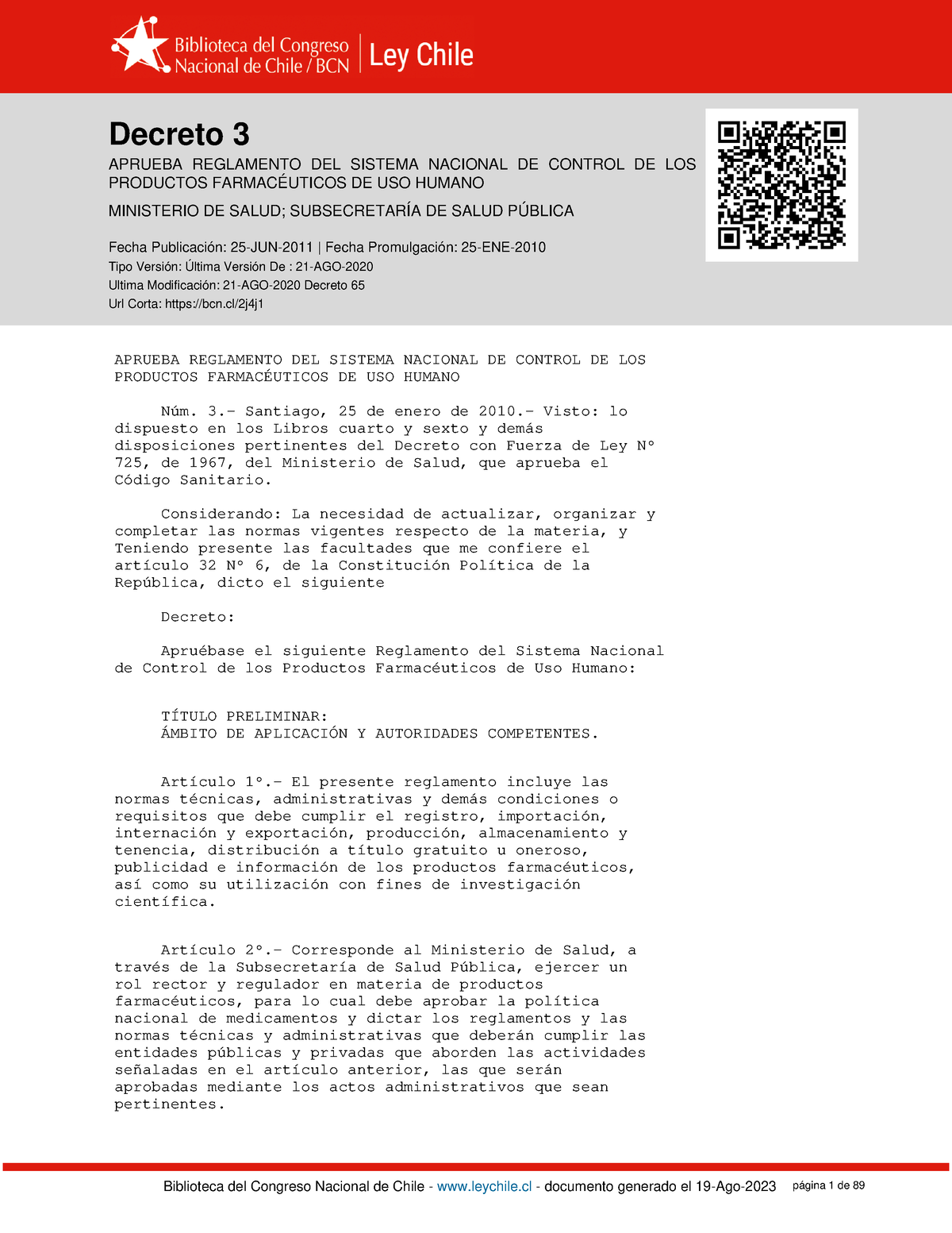 Decreto 3 25 Jun 2011 Decreto 3 Aprueba Reglamento Del Sistema Nacional De Control De Los 8960