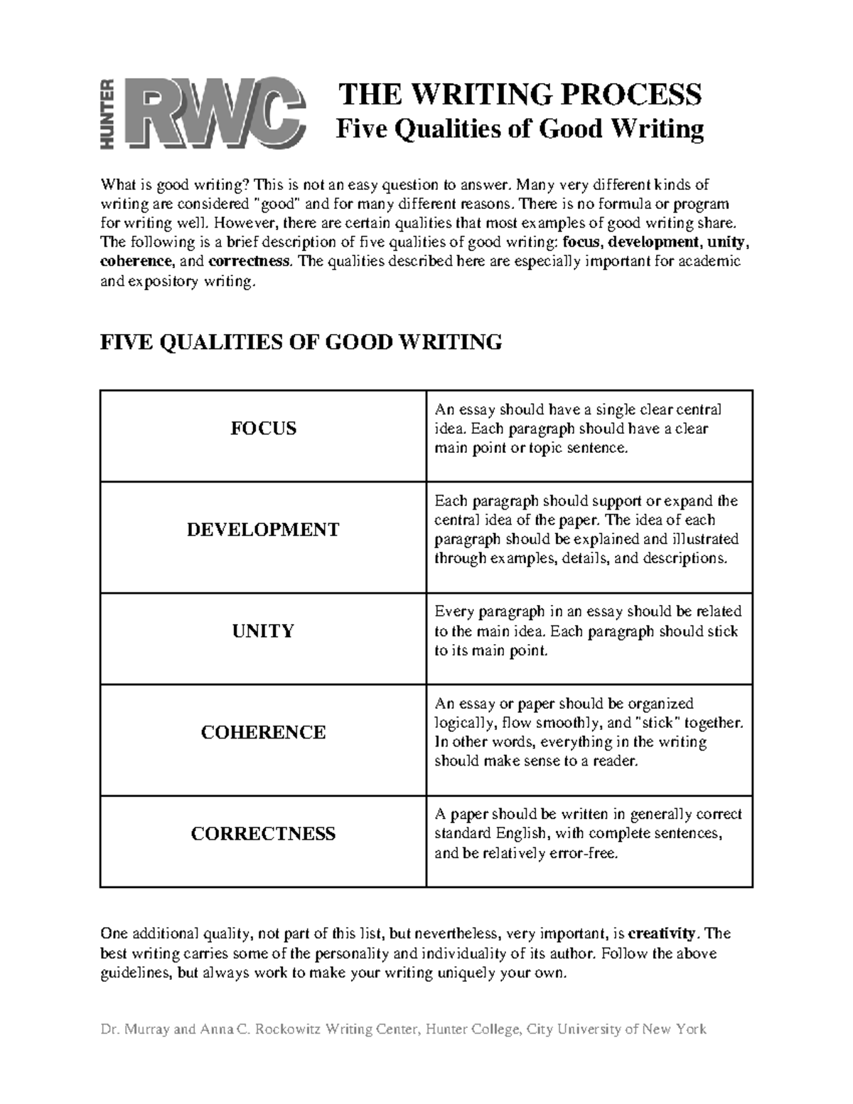 five-qualities-of-good-writing-mca-33304-ccny-studocu