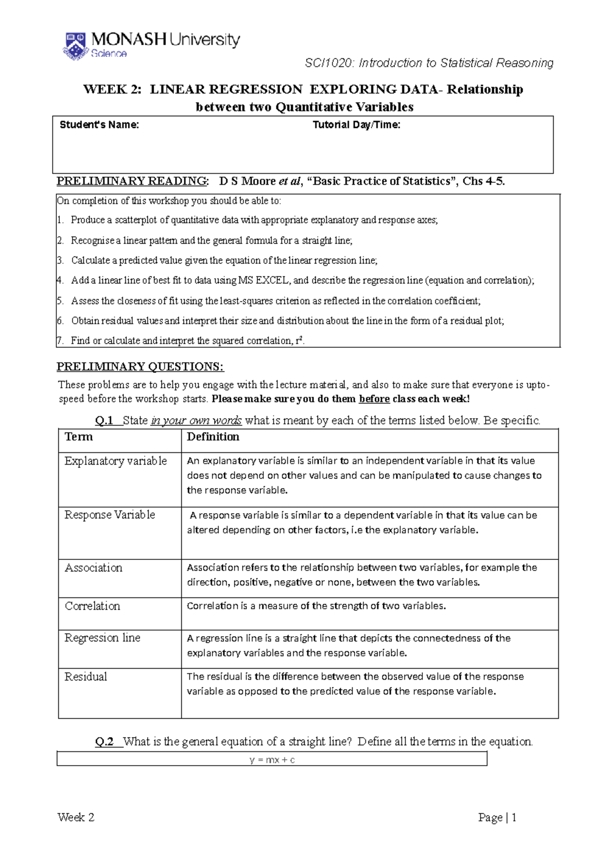 WEEK 2- Linear Regression Exploring DATA- Relationship between two ...