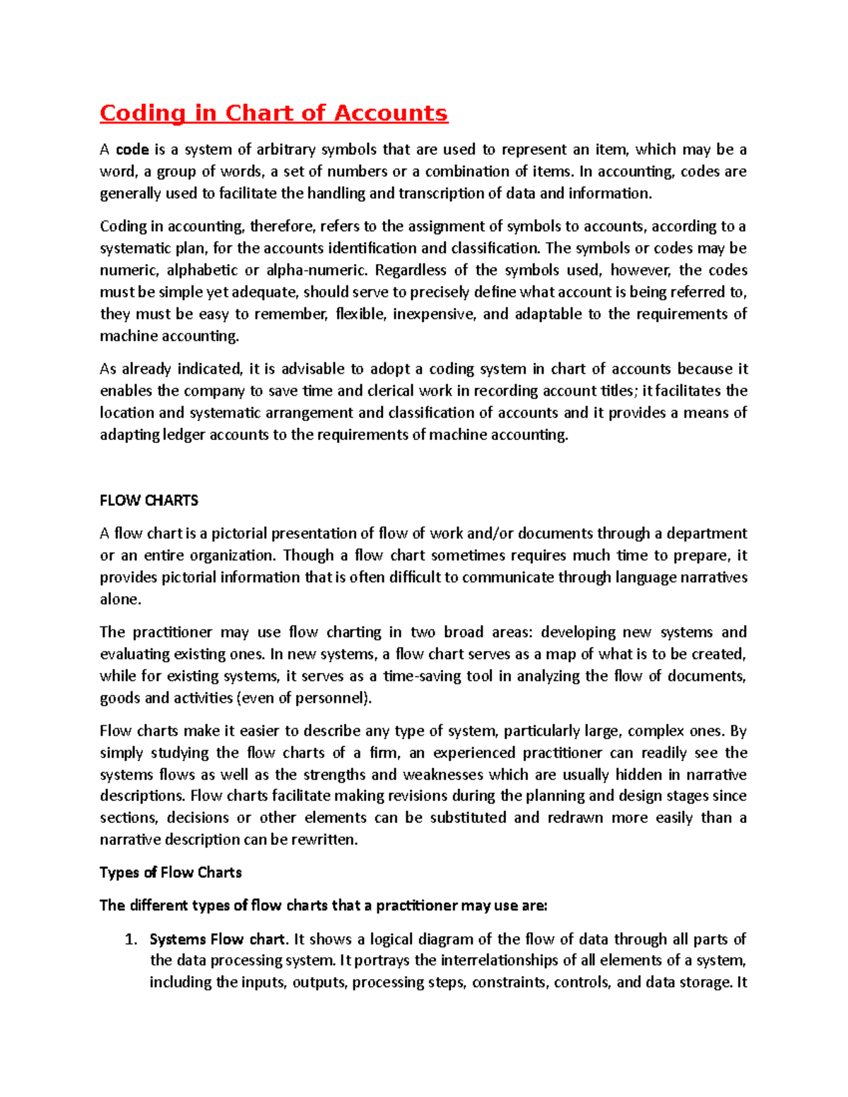 Coding in Chart of Accounts - In accounting, codes are generally used ...