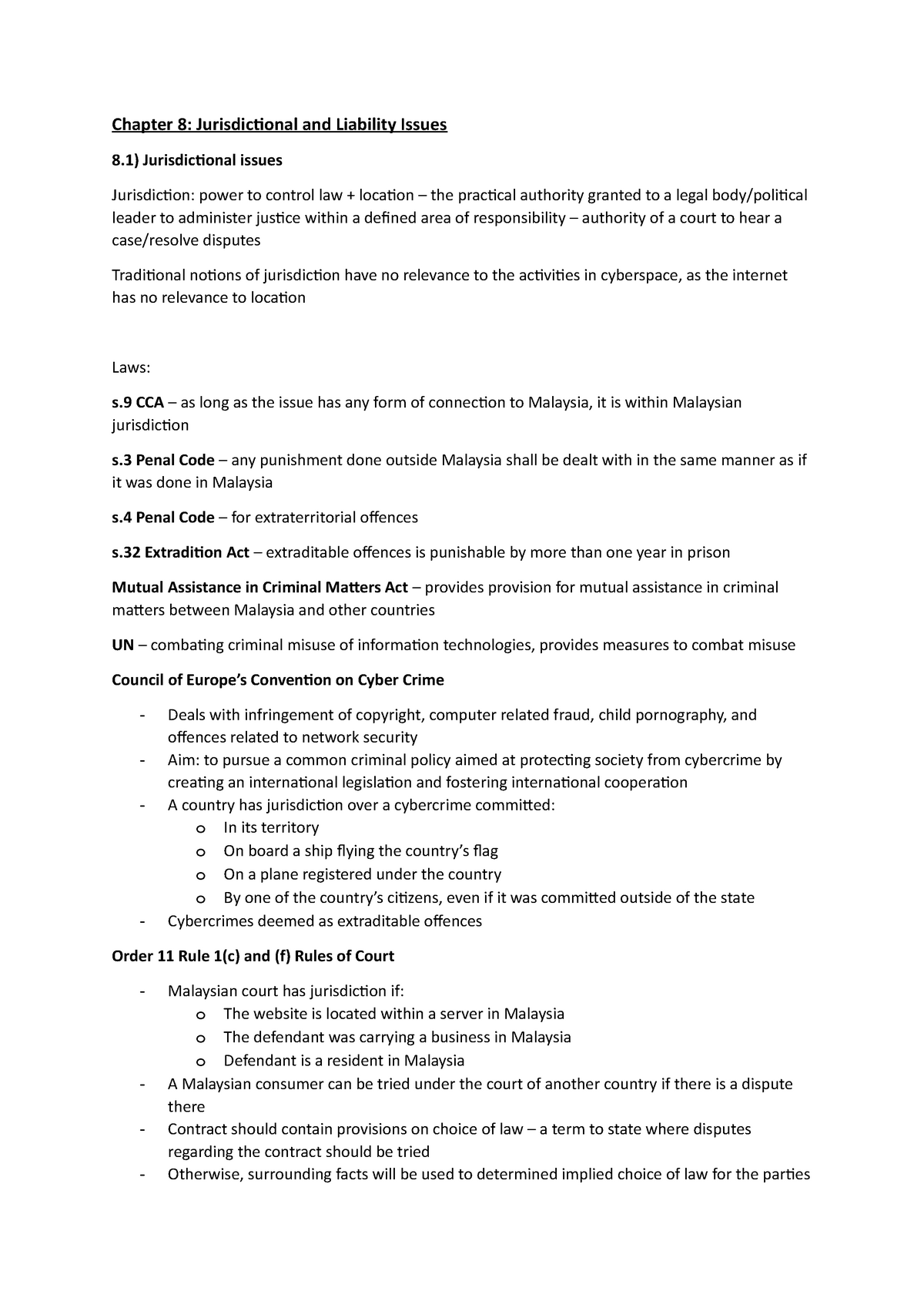 Chapter 8 Jurisdiction - Chapter 8: Jurisdictional And Liability Issues ...