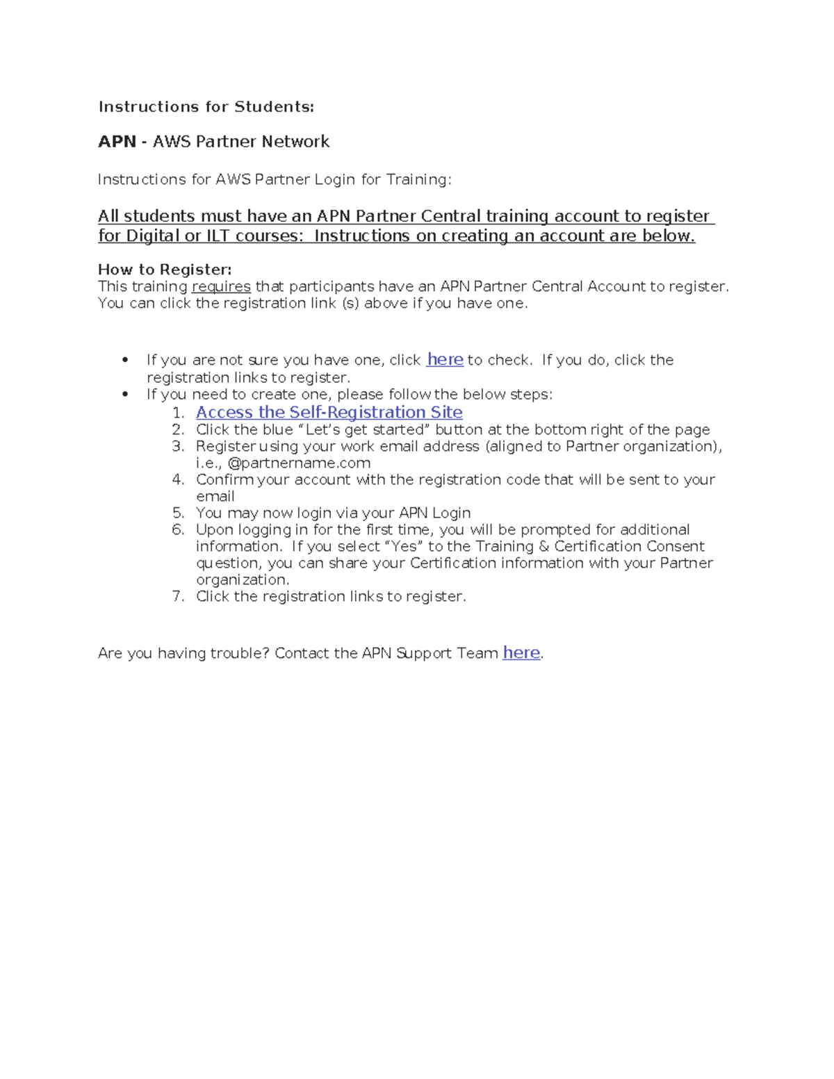 Instructions for Students - APN - Instructions for Students: APN - AWS ...