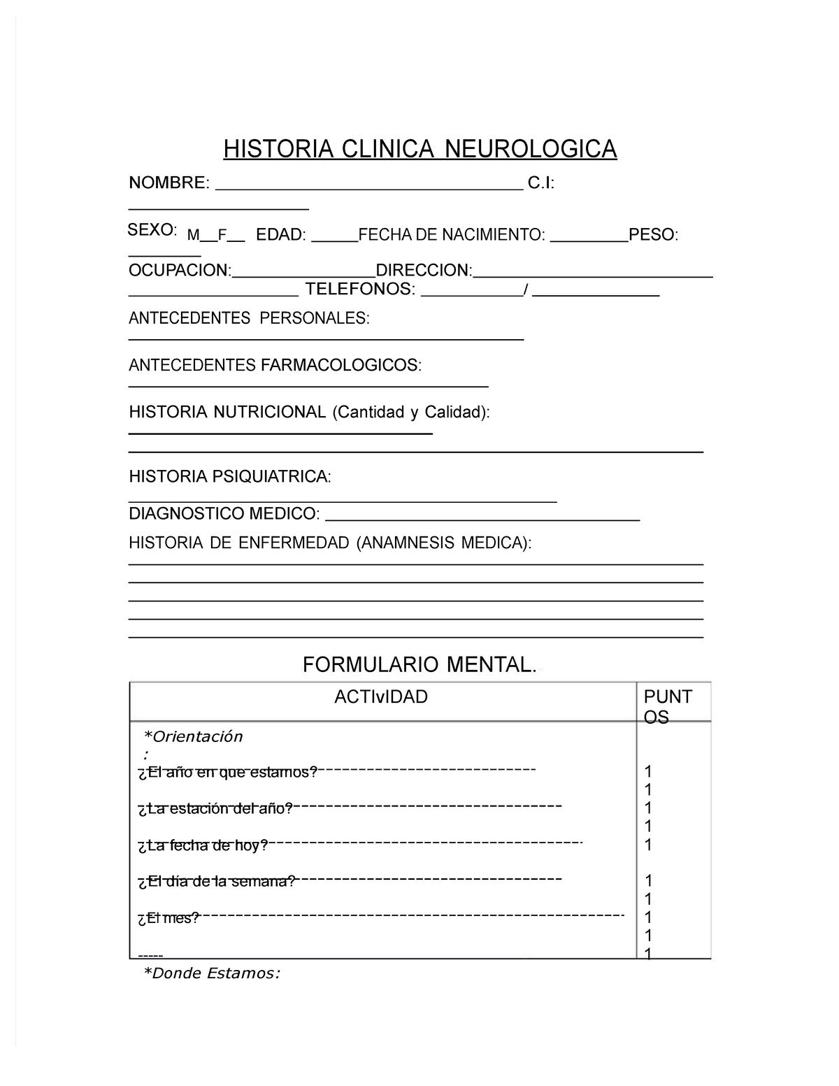 Pdf Historia Clinica Neurologica Historia Clinica Neurologica Nombre C Sexo M F Edad Fecha