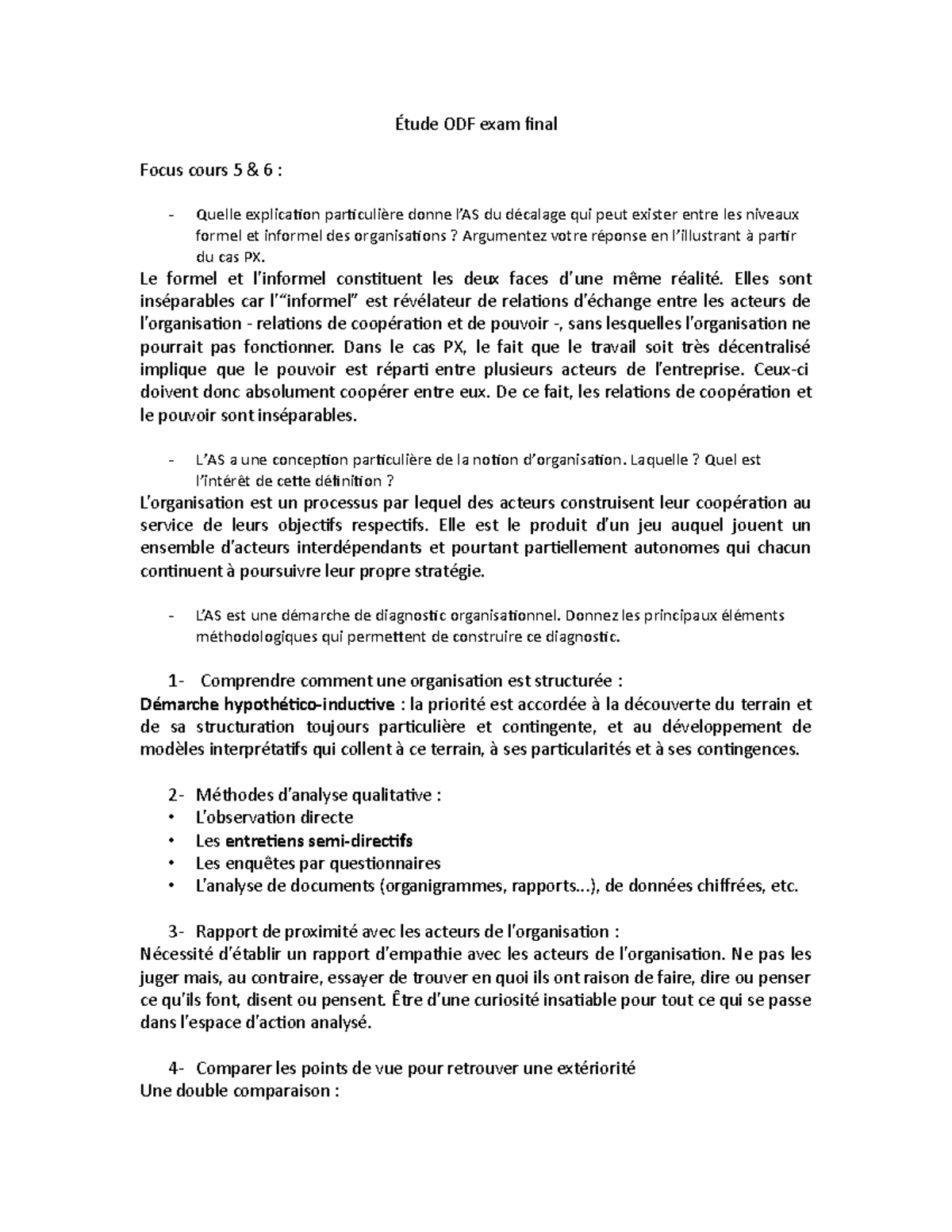 Étude ODF exam final - Questions focus intra - Étude ODF exam final ...