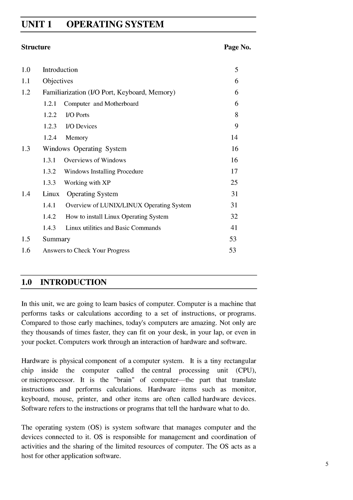 Computer Applications - Operating System UNIT 1 OPERATING SYSTEM ...