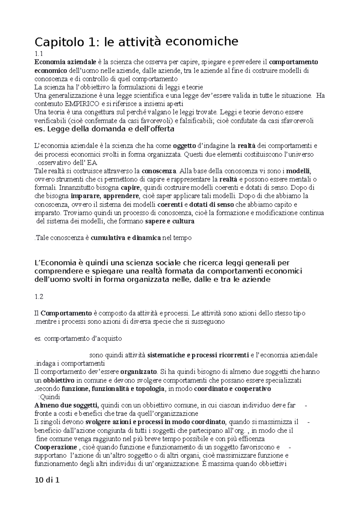 Cap 1 Di Economia Aziendale - Capitolo 1: Le Attività Economiche 1 ...