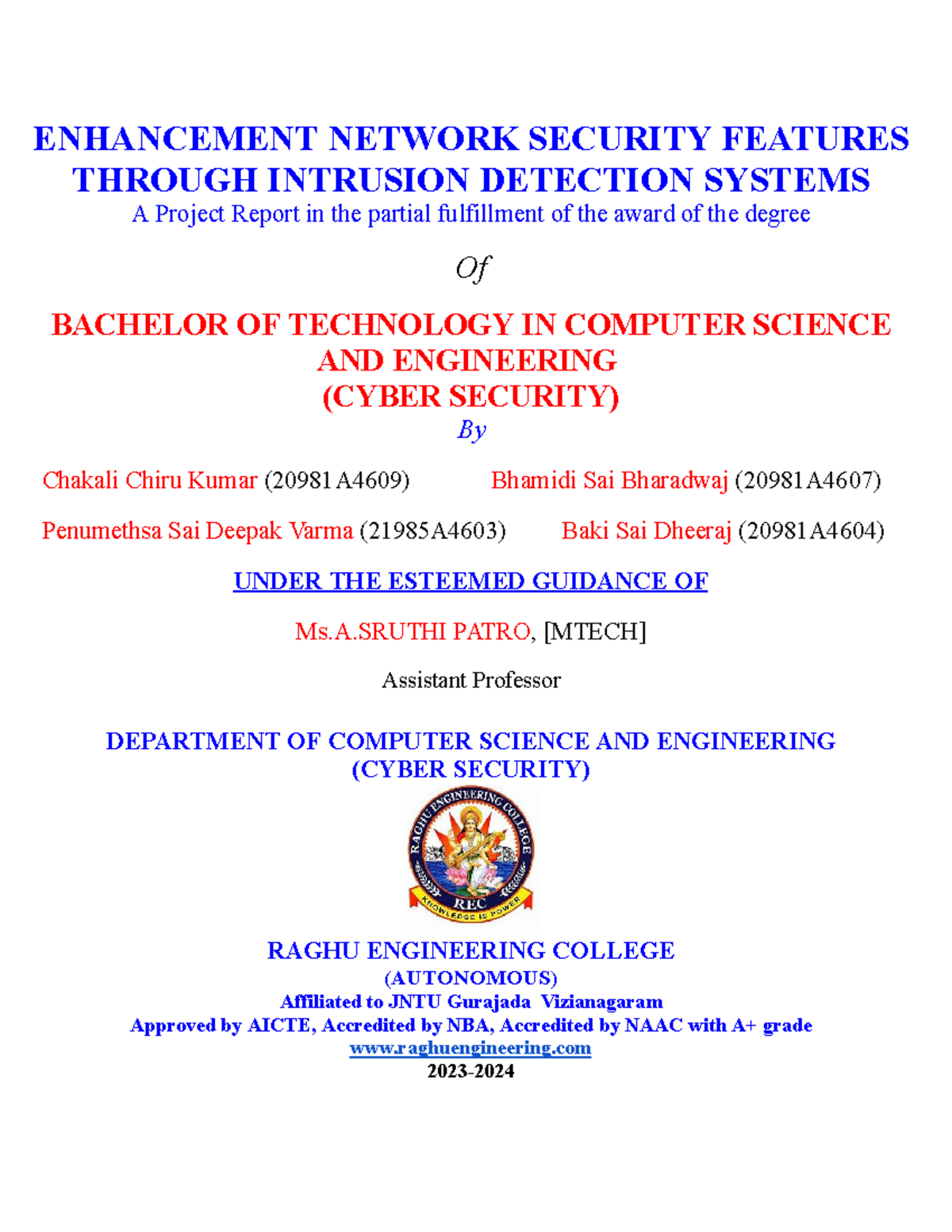 Team 14 Final Documents - ENHANCEMENT NETWORK SECURITY FEATURES THROUGH ...