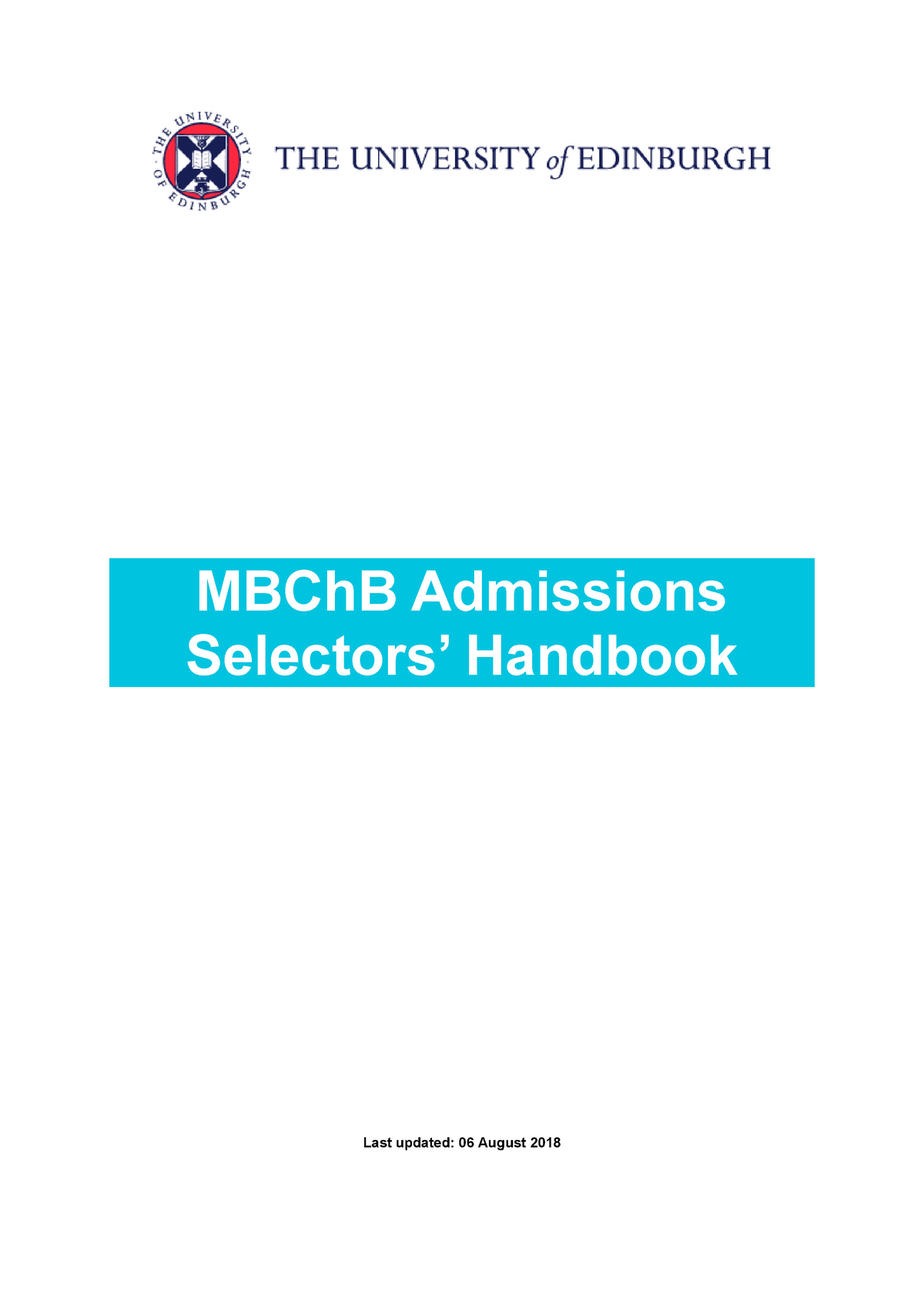 Mbchb Handbook 2019 Approved - MBChB Admissions Selectors’ Handbook ...