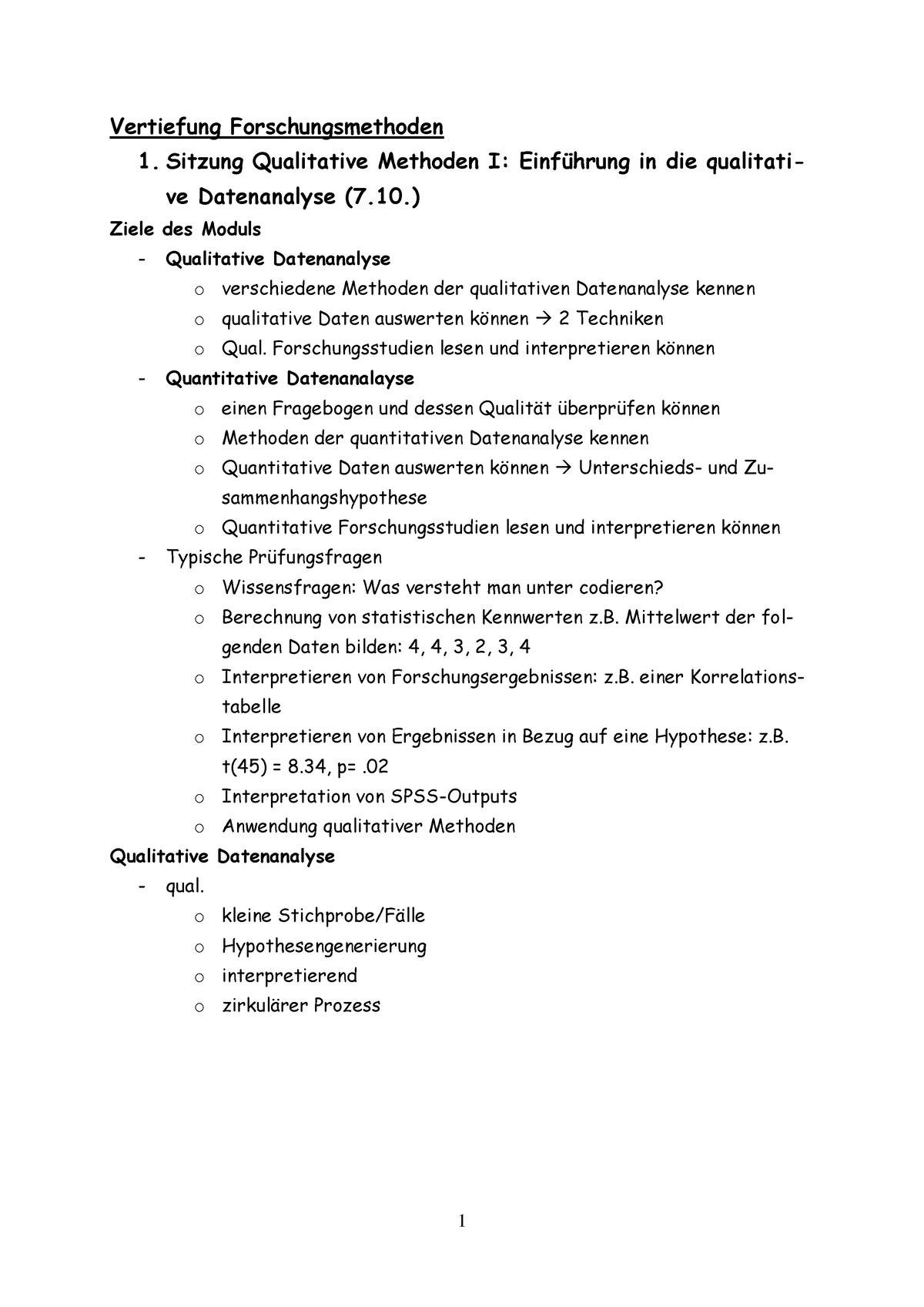 Zusammenfassung - Klausurvorbereitung - Vertiefung Forschungsmethoden 1 ...