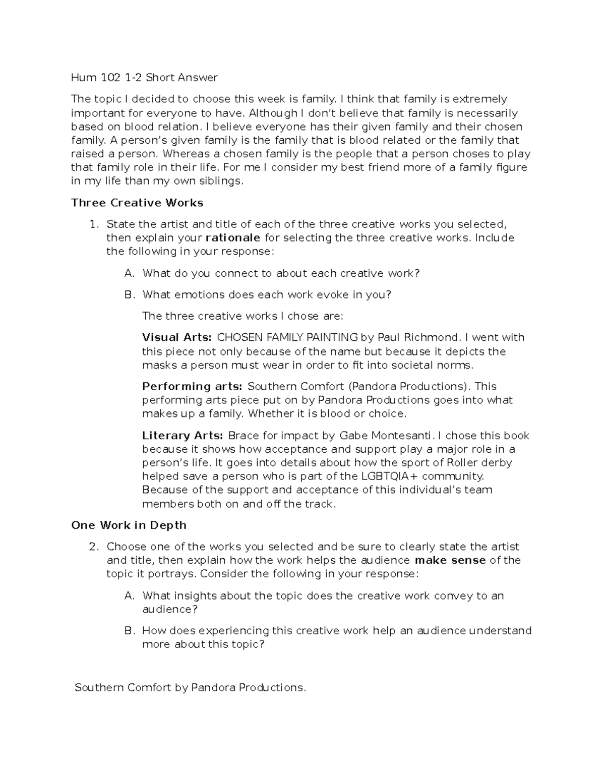 Hum 102 1-2 Short Answer - Hum 102 1-2 Short Answer The topic I decided ...