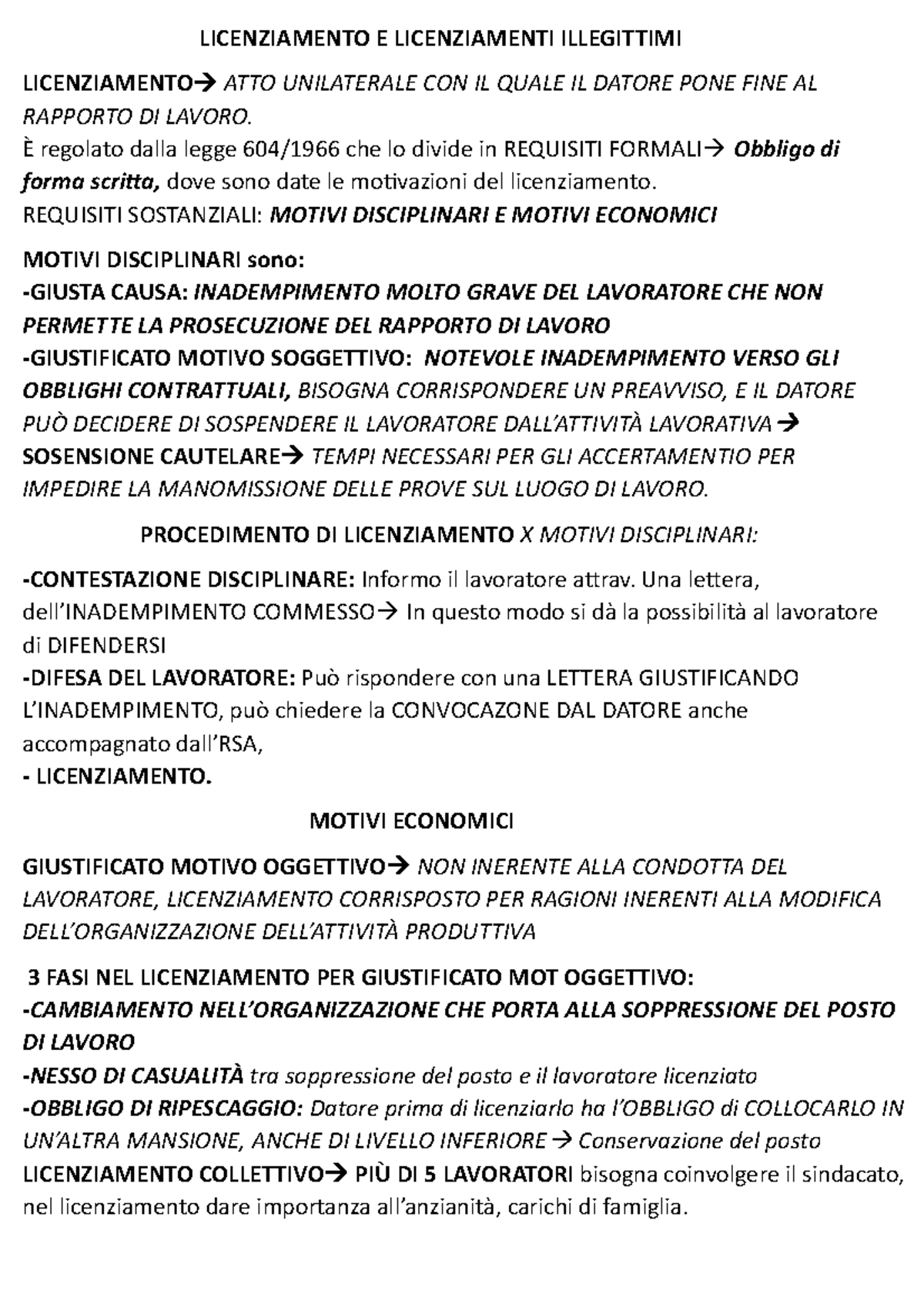 Licenziamento - LICENZIAMENTO E LICENZIAMENTI ILLEGITTIMI LICENZIAMENTO ...