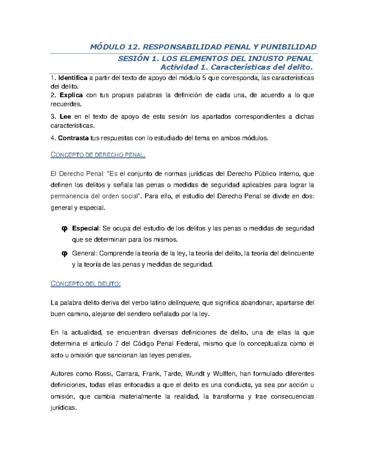 Módulo 12. Responsabilidad Penal Y Punibilidad Actividad 1 ...