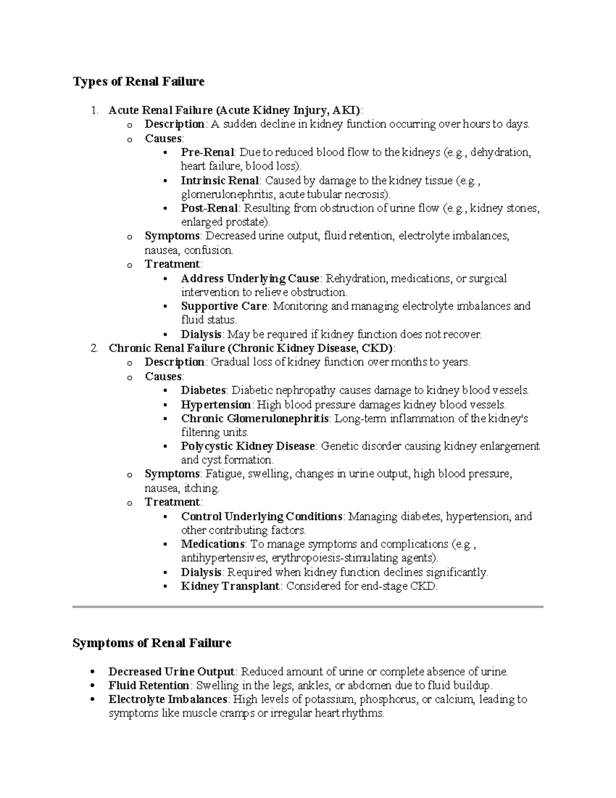 Types of Renal Failure - Types of Renal Failure Acute Renal Failure ...
