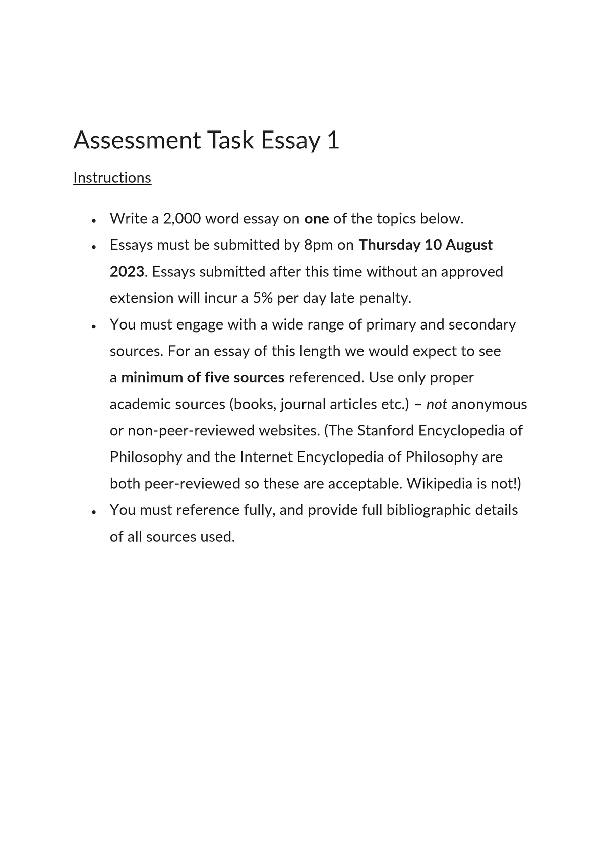 essay 1 assessment