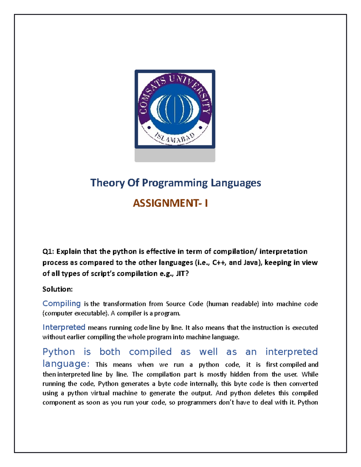 FA22-RCS-011-TOPL Assignment - Theory Of Programming Languages ...