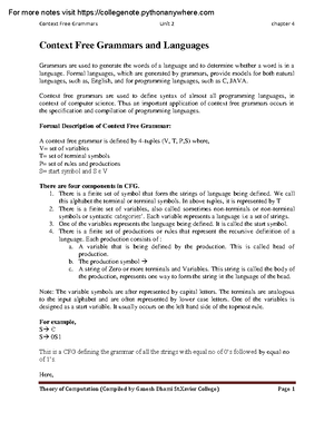 Toc chapter 2 - Notes - computer engineering - Theroy Of Computation ...