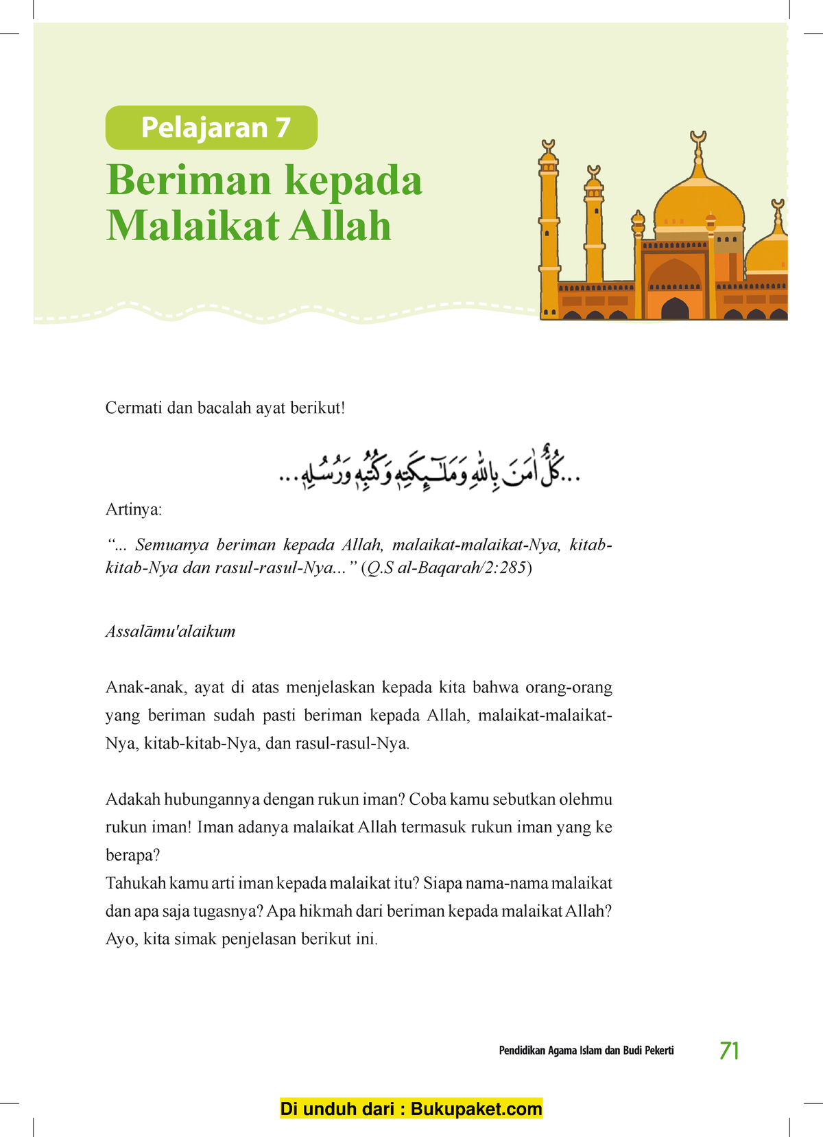 Pelajaran 7 Beriman Kepada Malaikat Allah - Pendidikan Agama Islam Dan ...