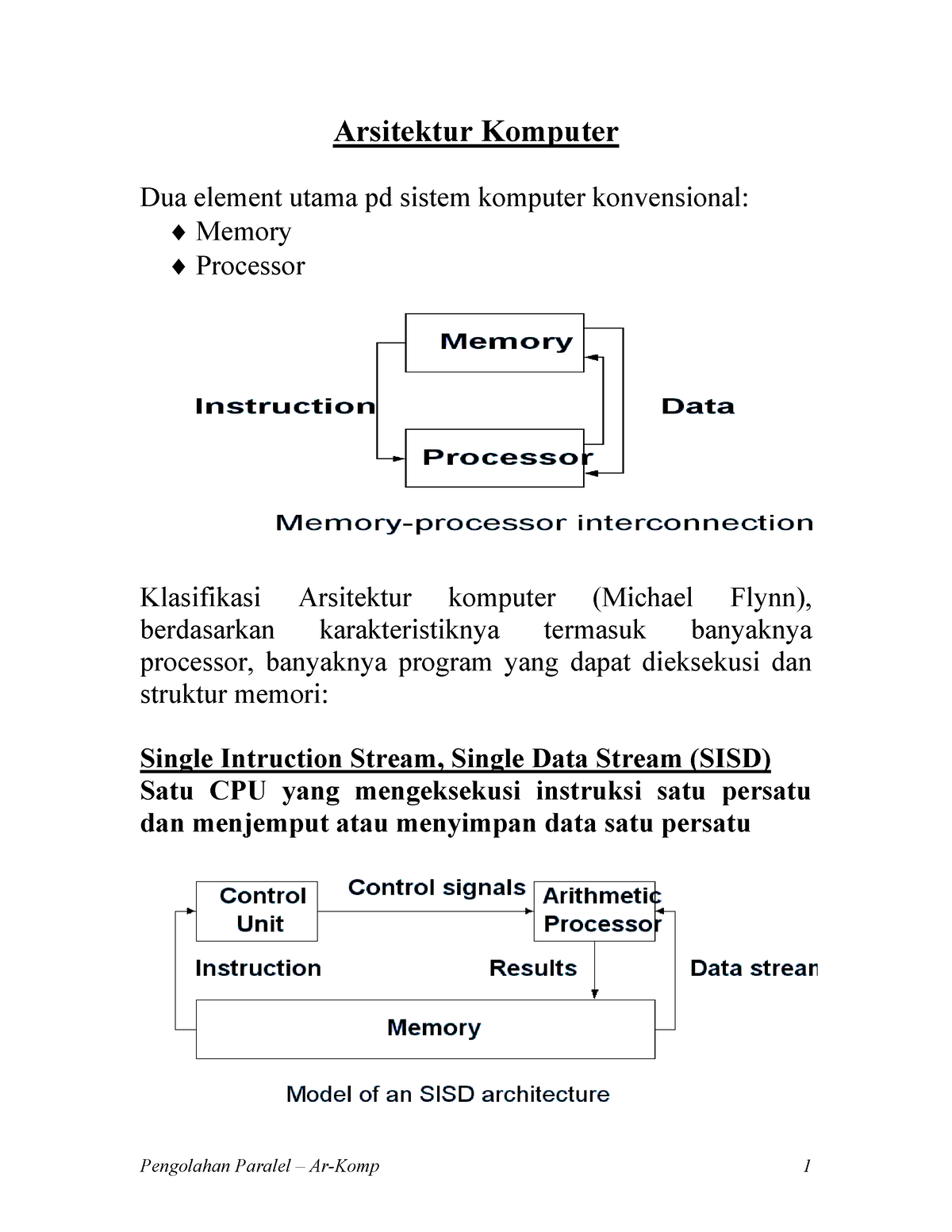 Ar Komp Par 1 ( Kuliah Ke 2a ) - Arsitektur Komputer Dua Element Utama ...