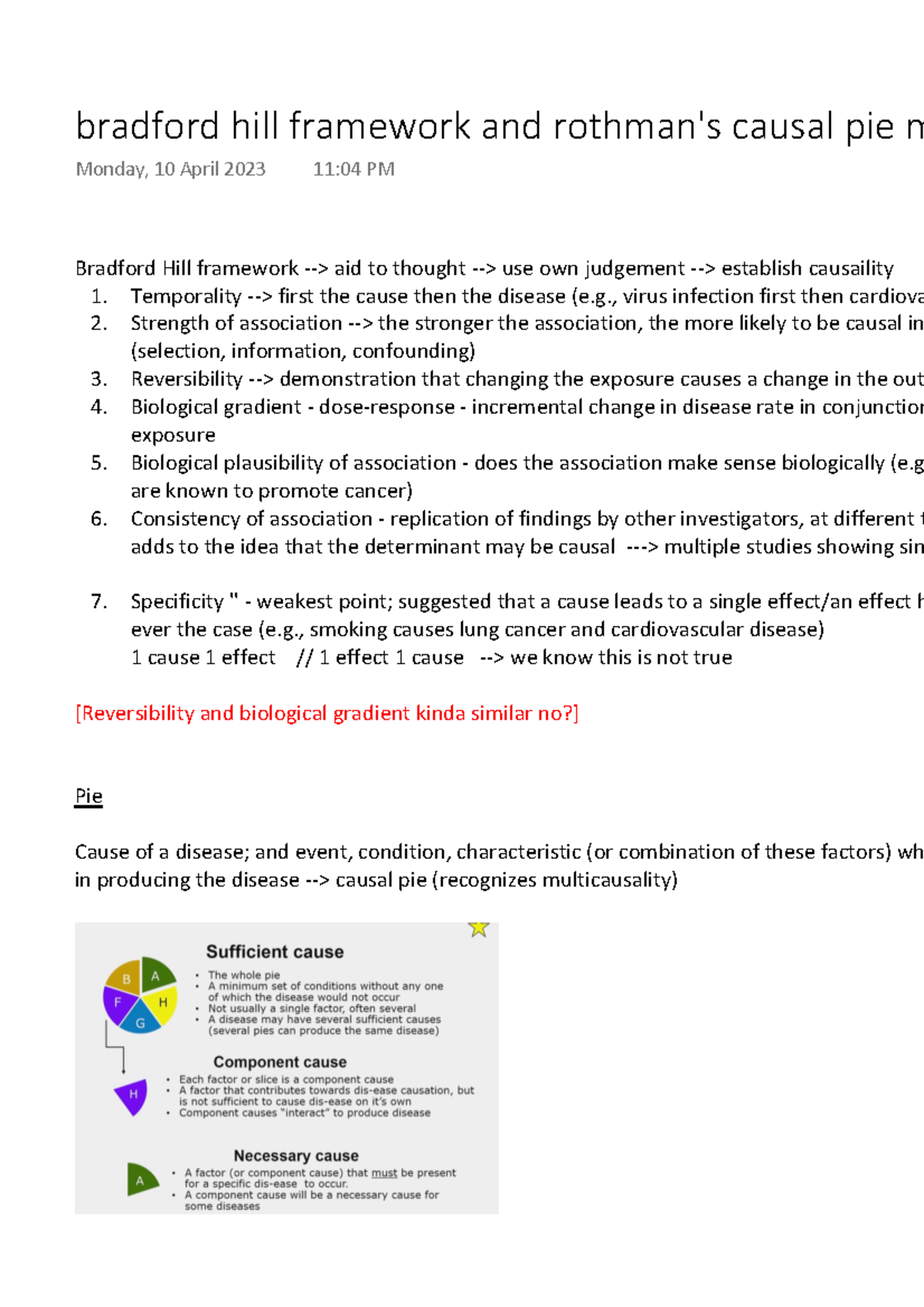 Bradford Hill Framework And Rothman's Causal Pie Model - Bradford Hill ...